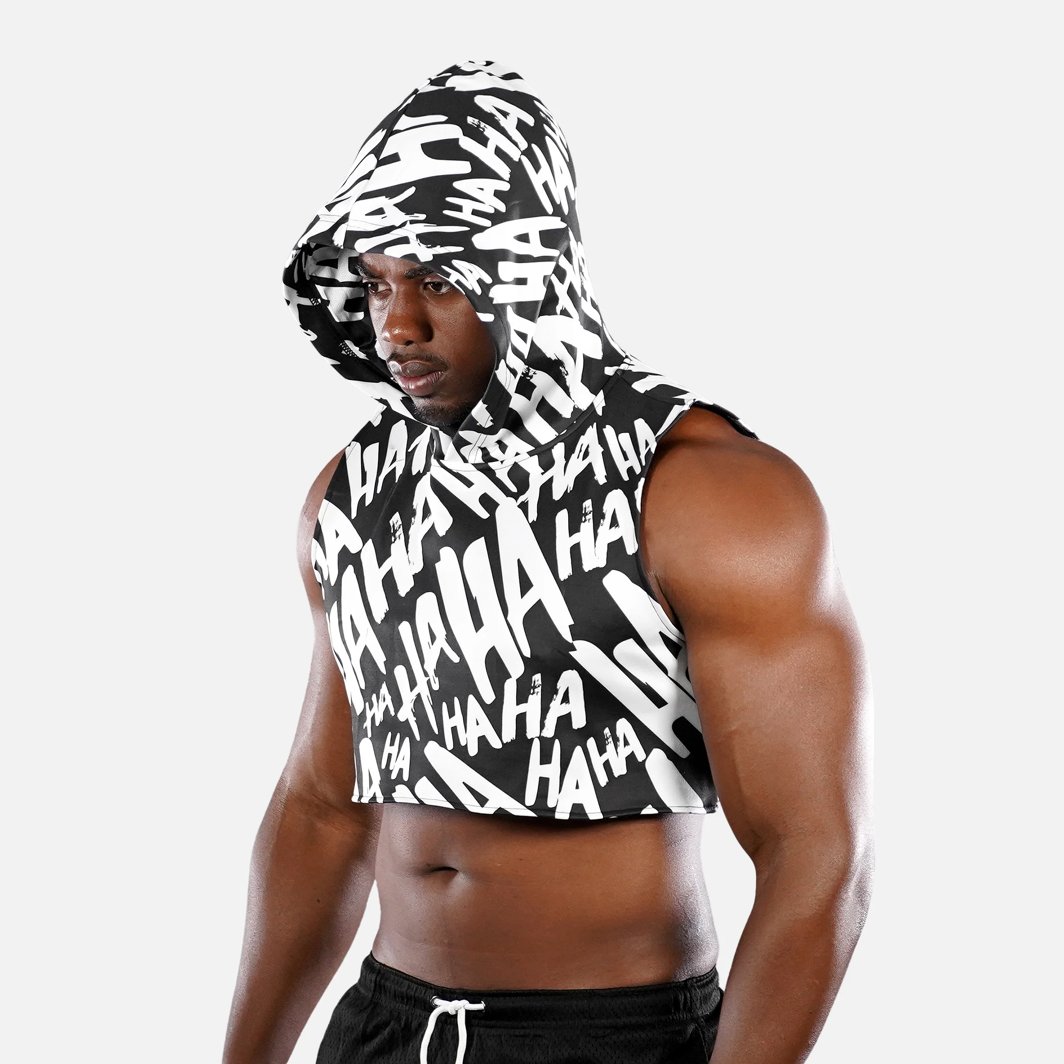 Ha Ha Ha Black Football Crop Top Hoodie - Image 3