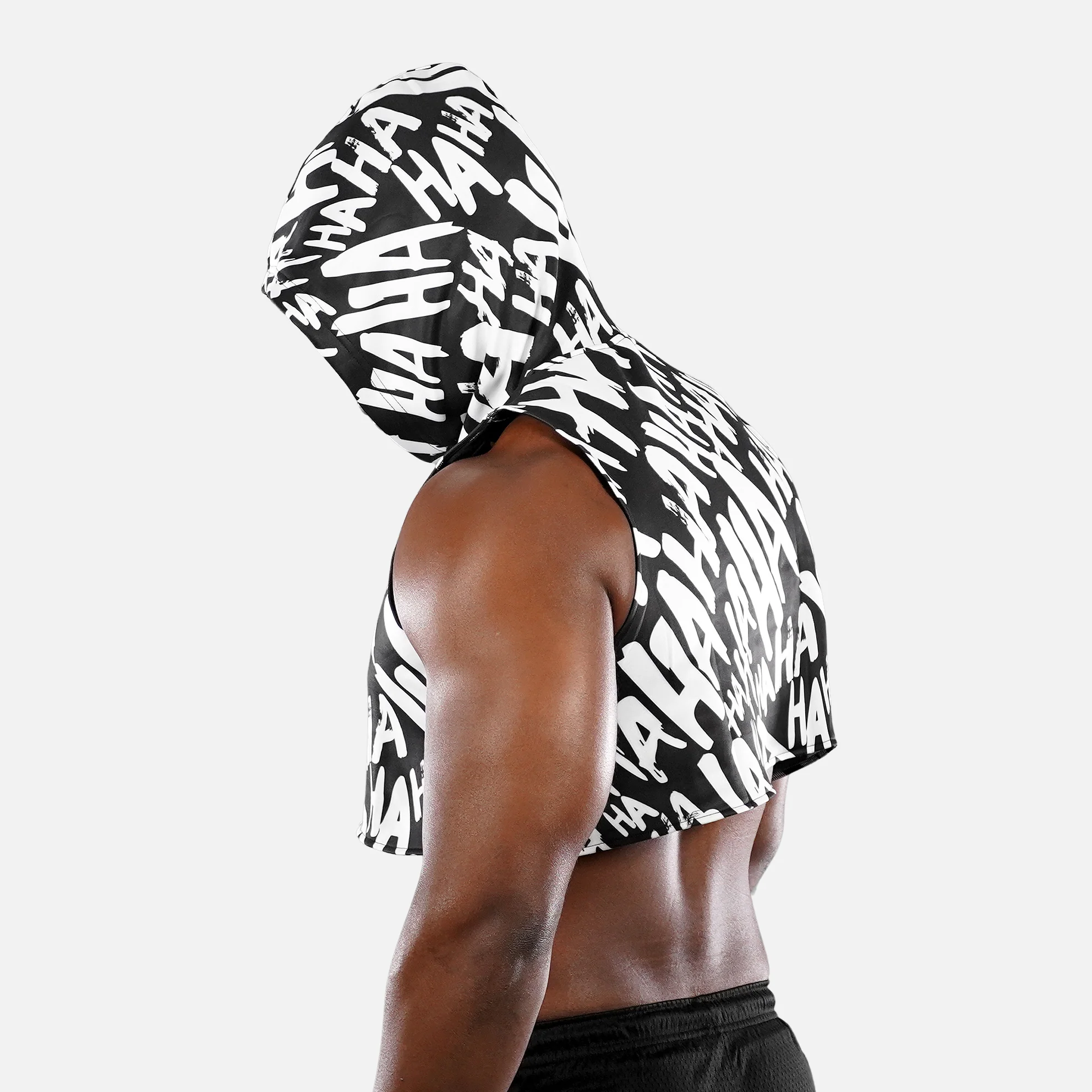 Ha Ha Ha Black Football Crop Top Hoodie - Image 4