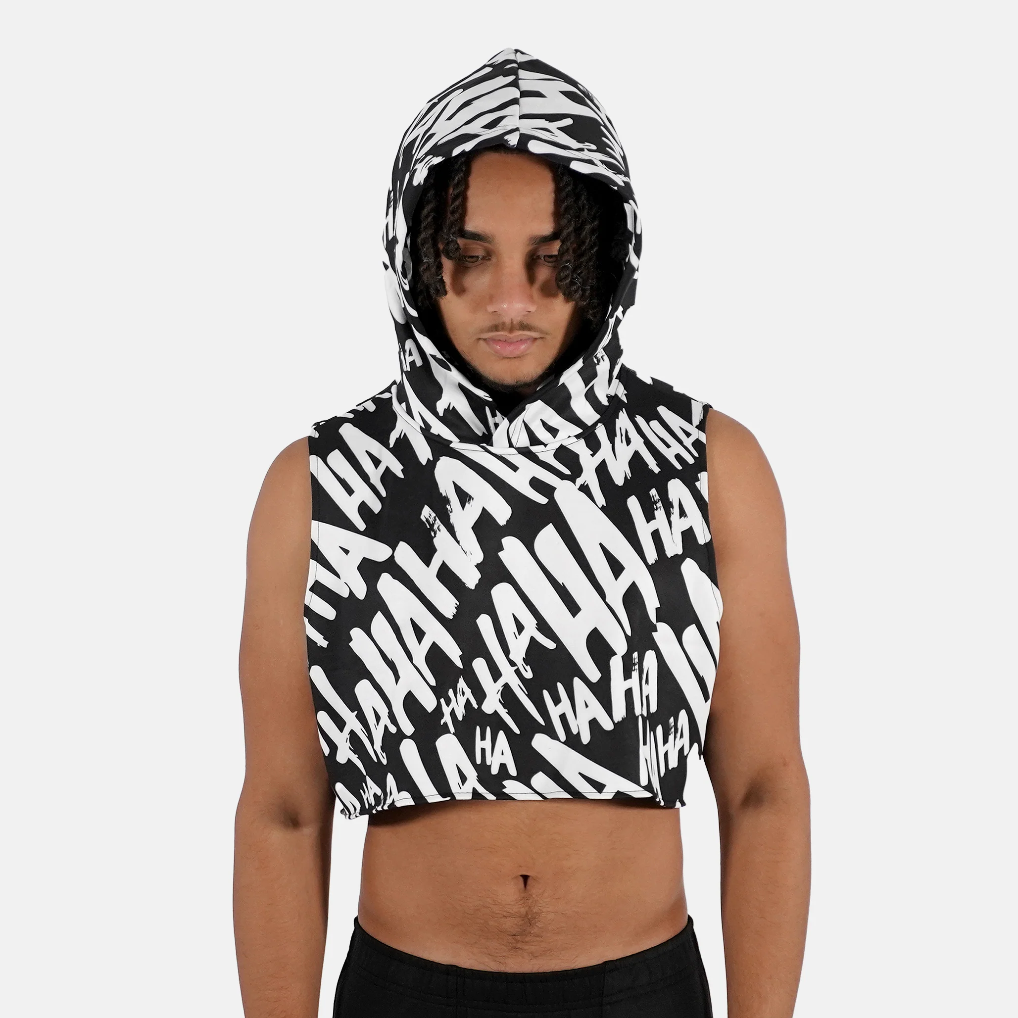 Ha Ha Ha Black Football Crop Top Hoodie - Image 5