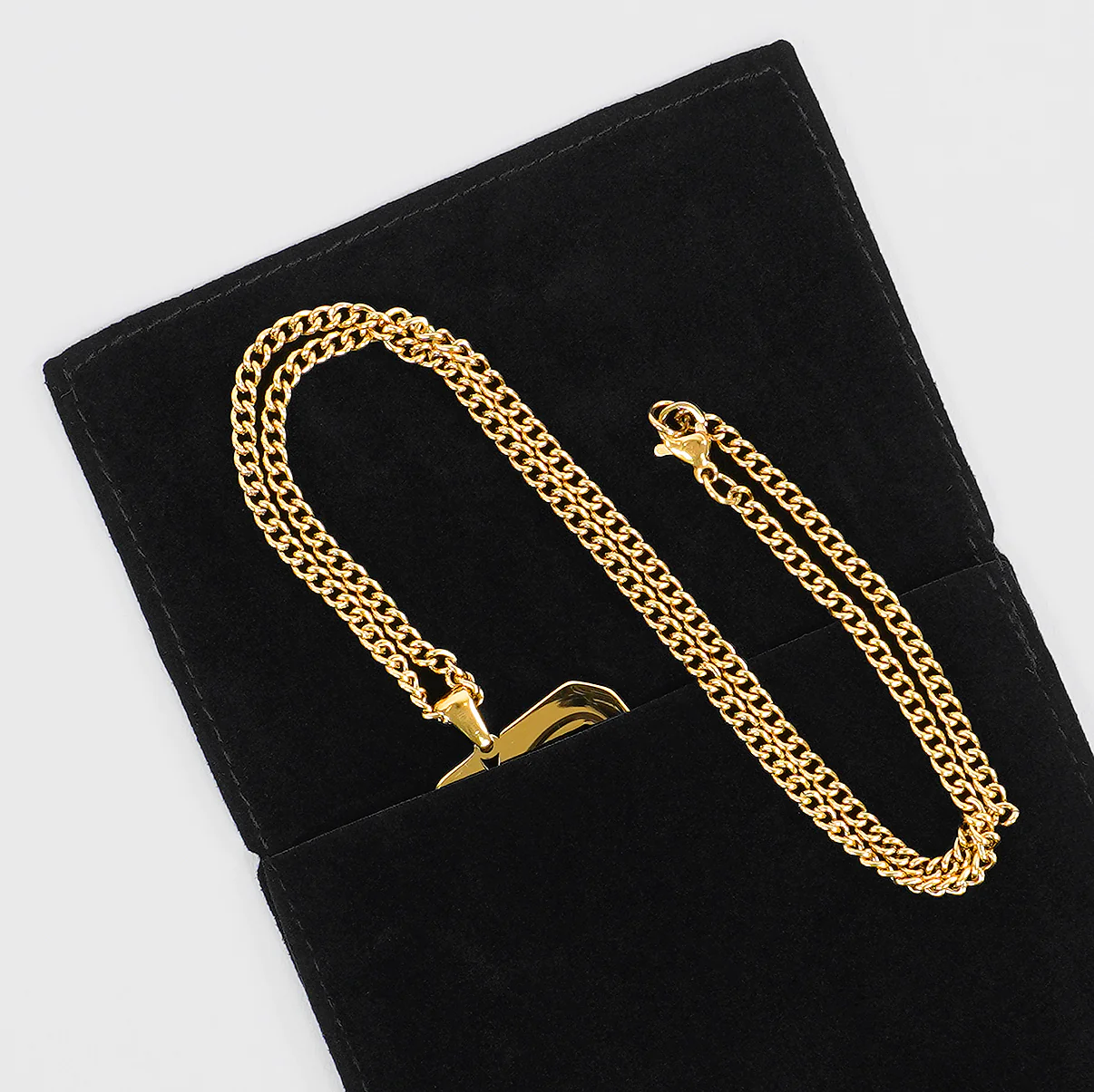 Ha Ha Ha Pendant with Chain Necklace - Gold Plated Stainless Steel - Image 4