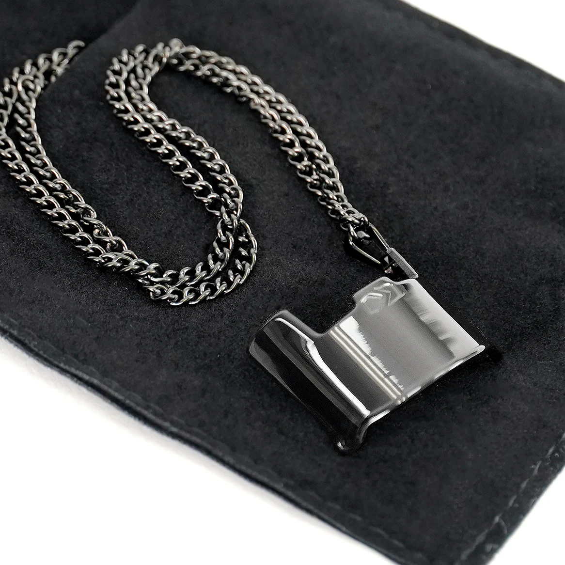 Helmet Visor Pendant with Chain Necklace - Black Stainless Steel - Image 3