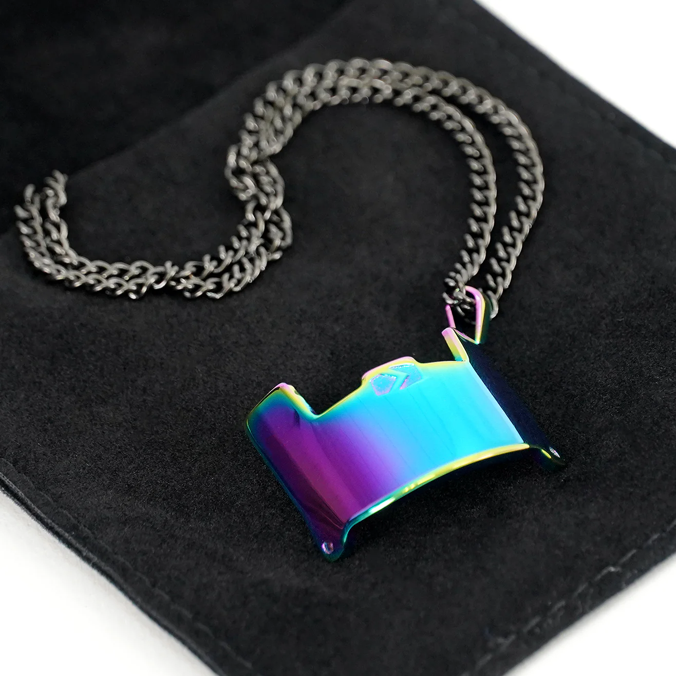 Helmet Visor Pendant with Chain Necklace - Borealis Stainless Steel - Image 3