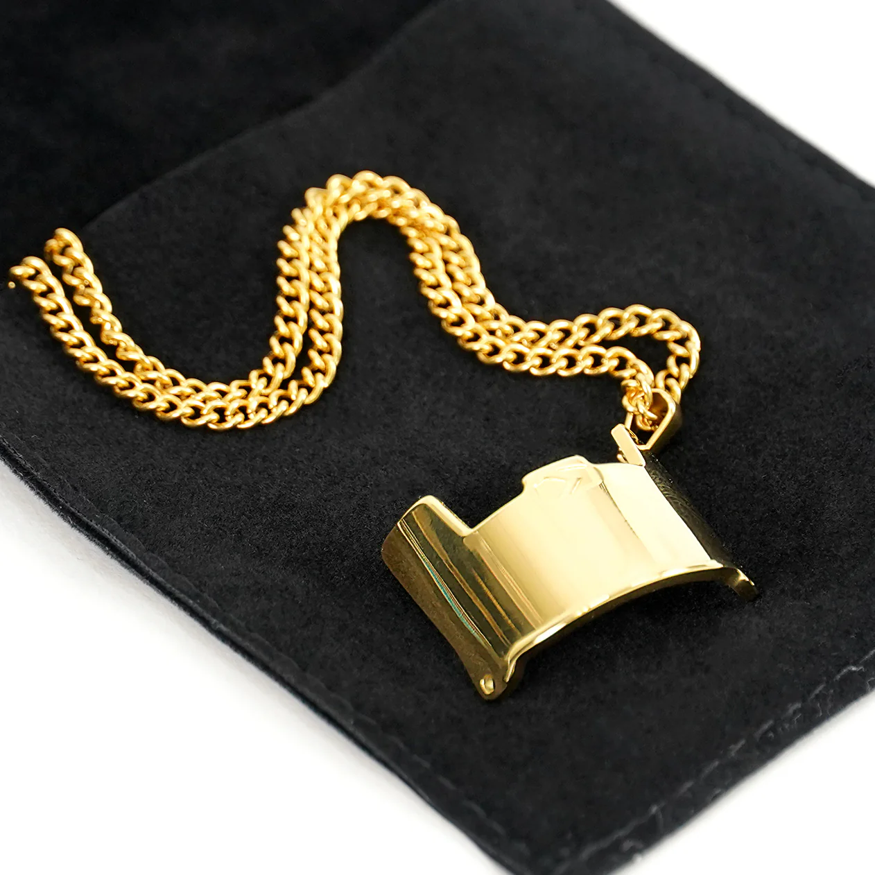 Helmet Visor Pendant with Chain Necklace - Gold Plated Stainless Steel - Image 3