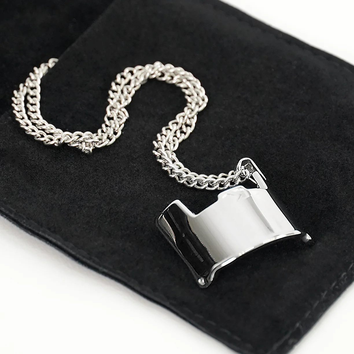Helmet Visor Pendant with Chain Necklace - Stainless Steel - Image 3