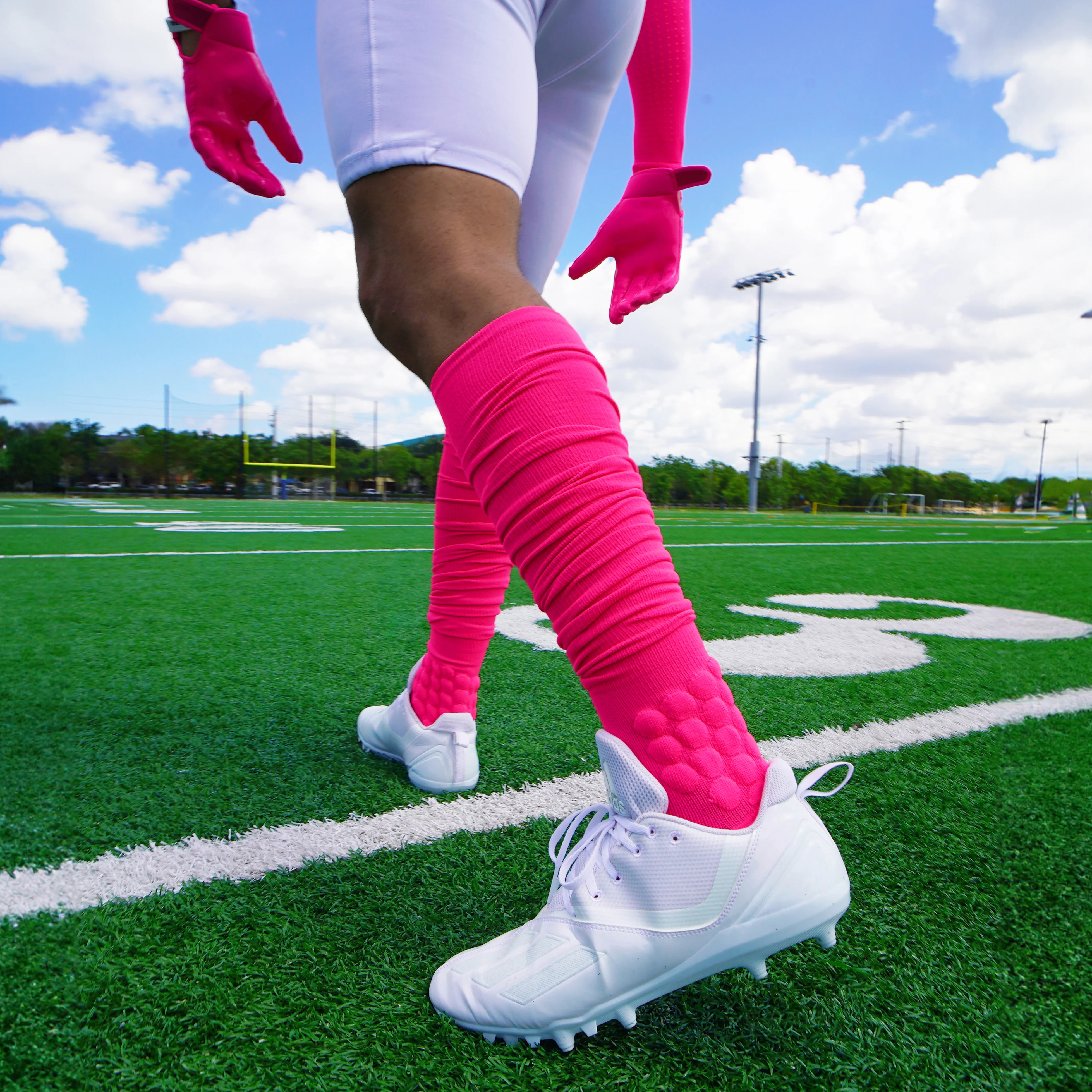Hue Pink Football Padded Long Socks - Image 9