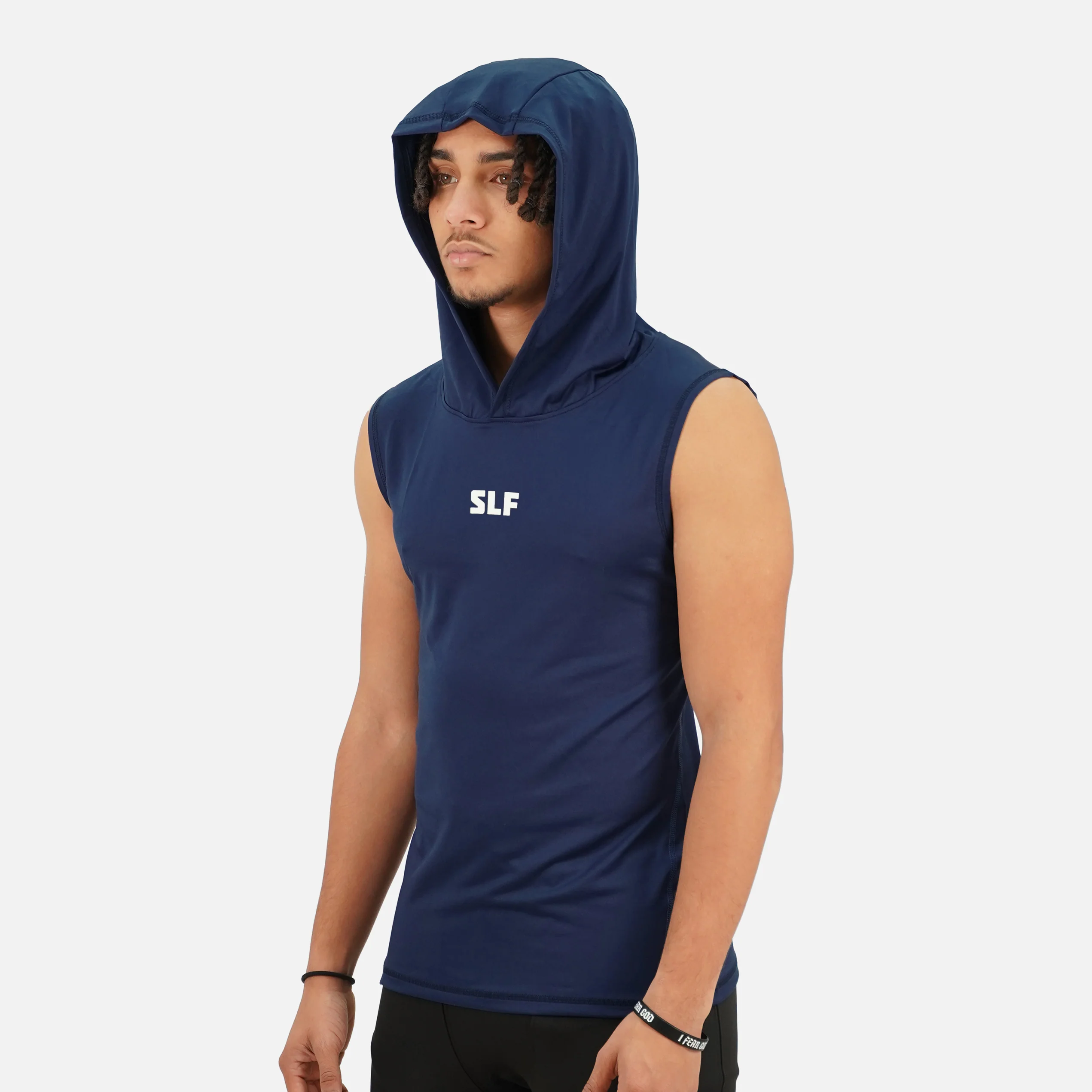 Hue Navy Sleeveless Compression Hoodie - Image 3