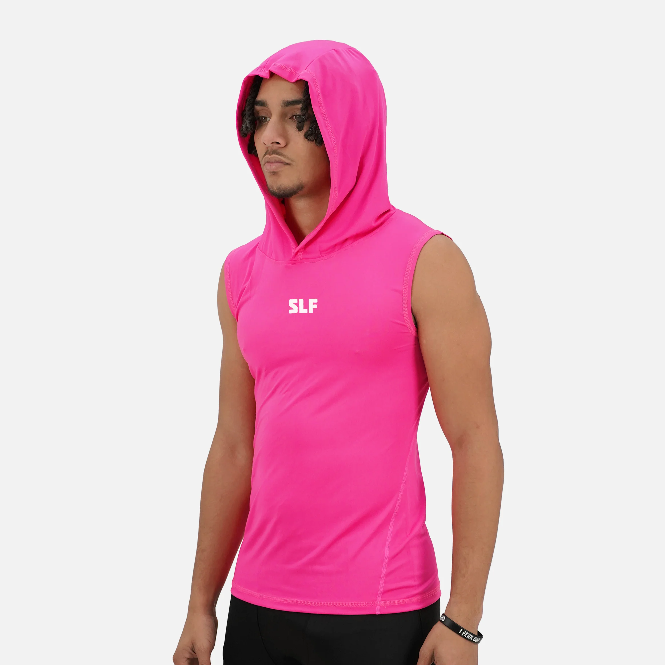 Hue Pink Sleeveless Compression Hoodie - Image 3