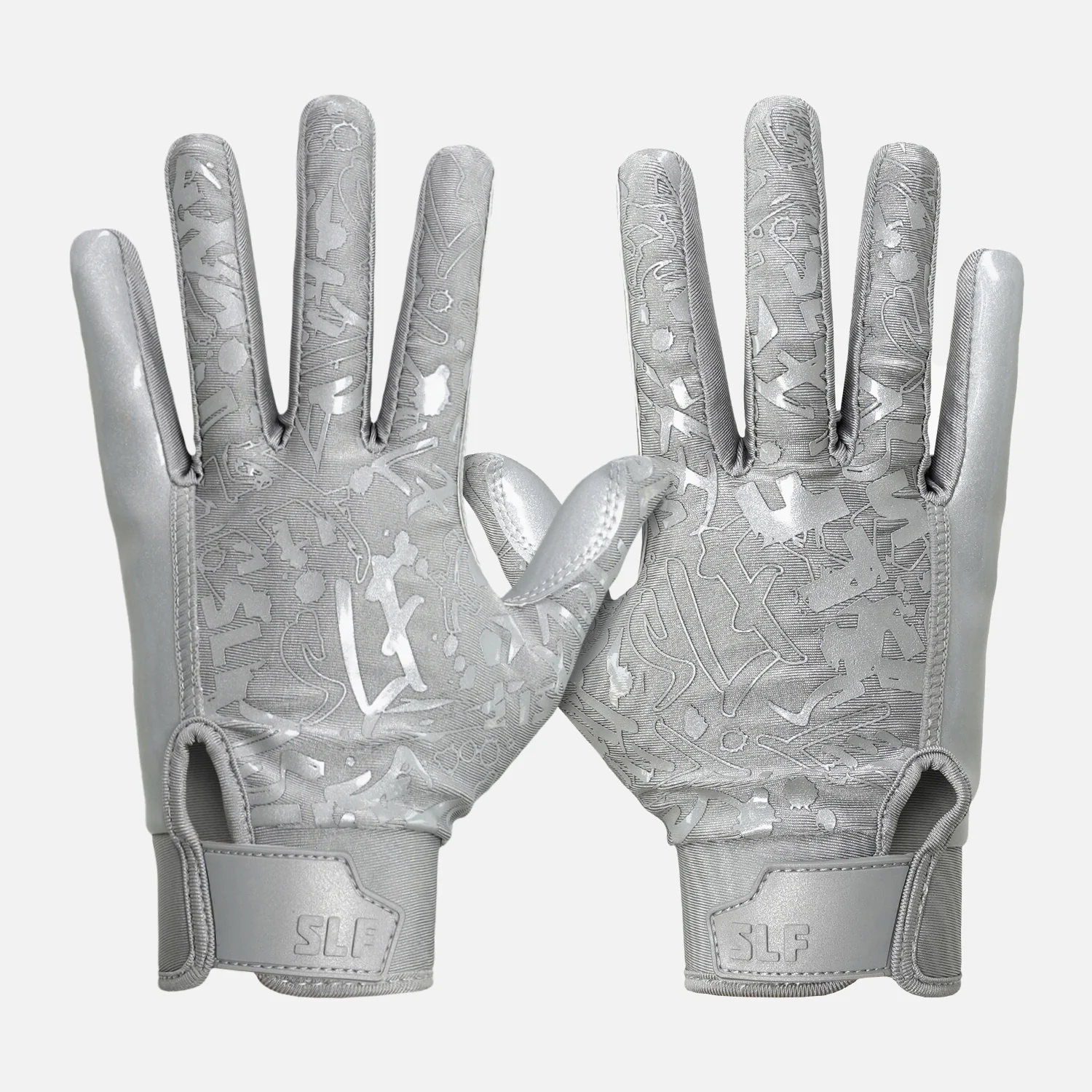 Metallic Gray Sticky Football Receiver Gloves - Image 3