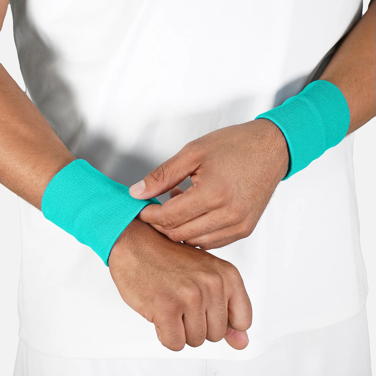Hue Teal Cotton Wristbands (Pair) - Image 2