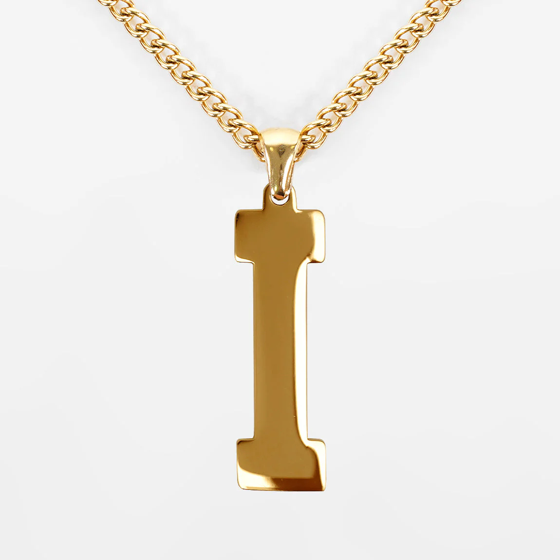 I Letter Pendant with Chain Kids Necklace - Gold Plated Stainless Steel