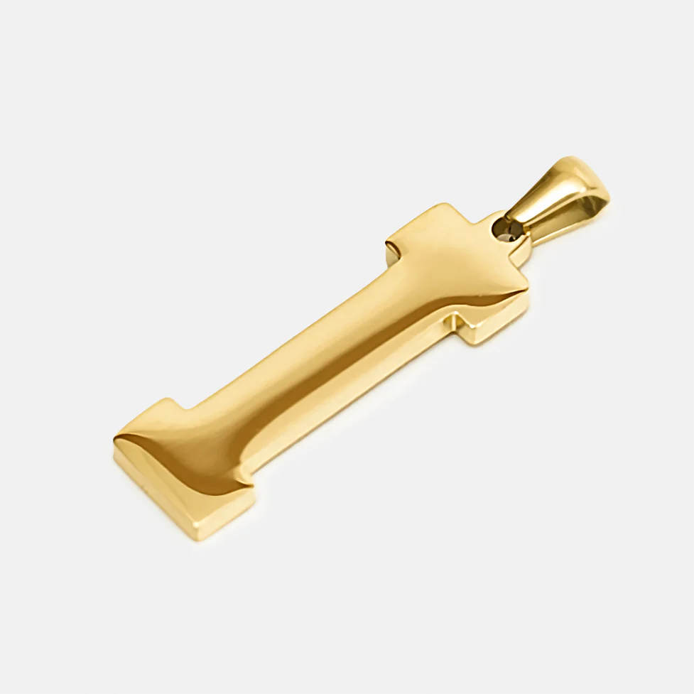I Letter Pendant with Chain Necklace - Gold Plated Stainless Steel - Image 3