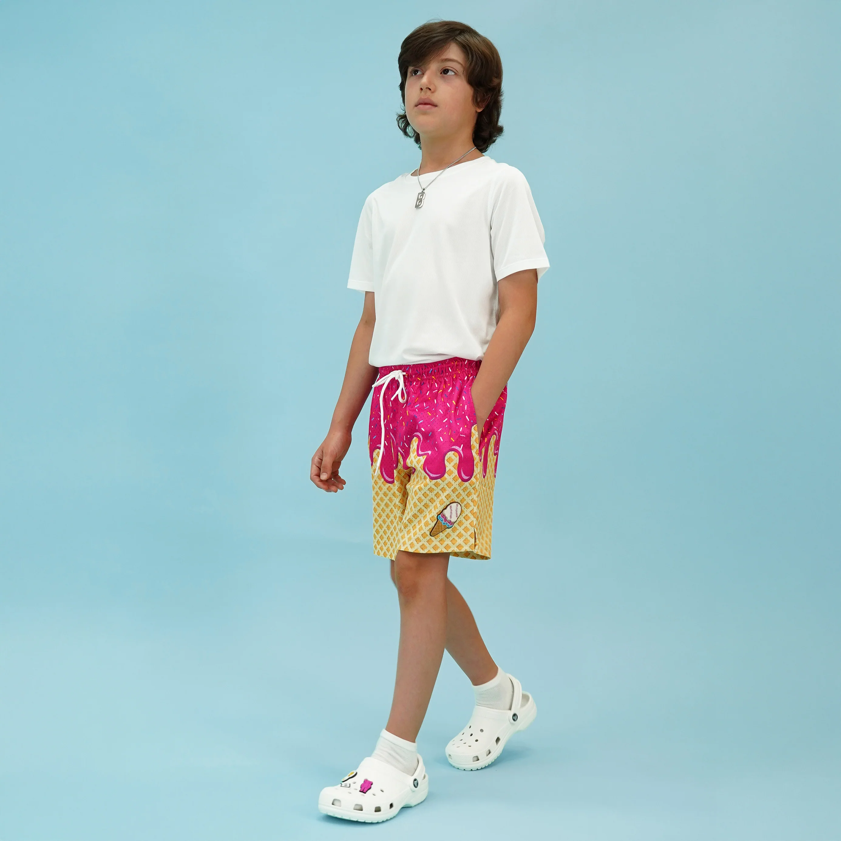 Ice Cream Cone Magenta Kids Shorts - 5" - Image 4