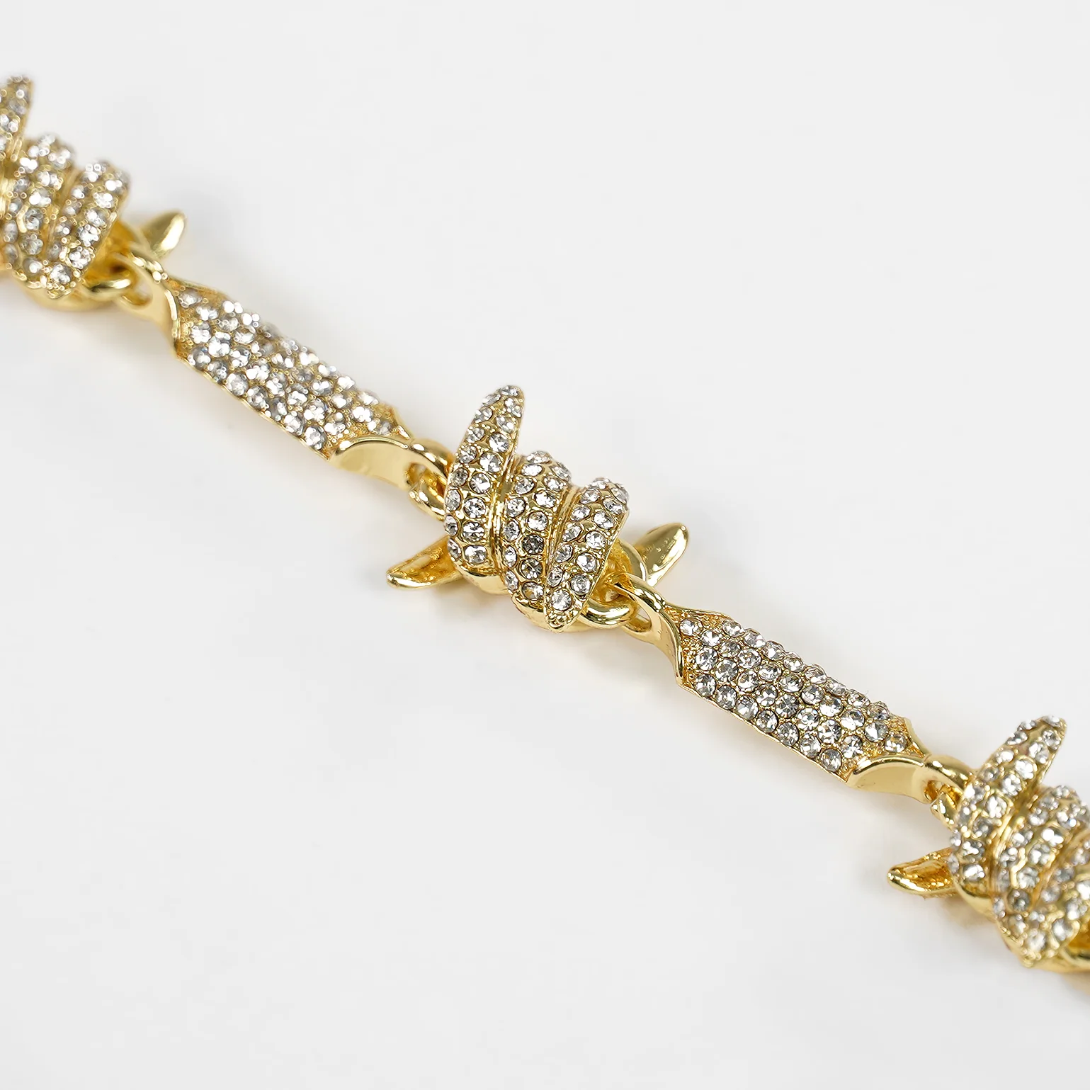 Iced Out Golden Barbed Wire Chain Necklace (18 inches) - Image 4