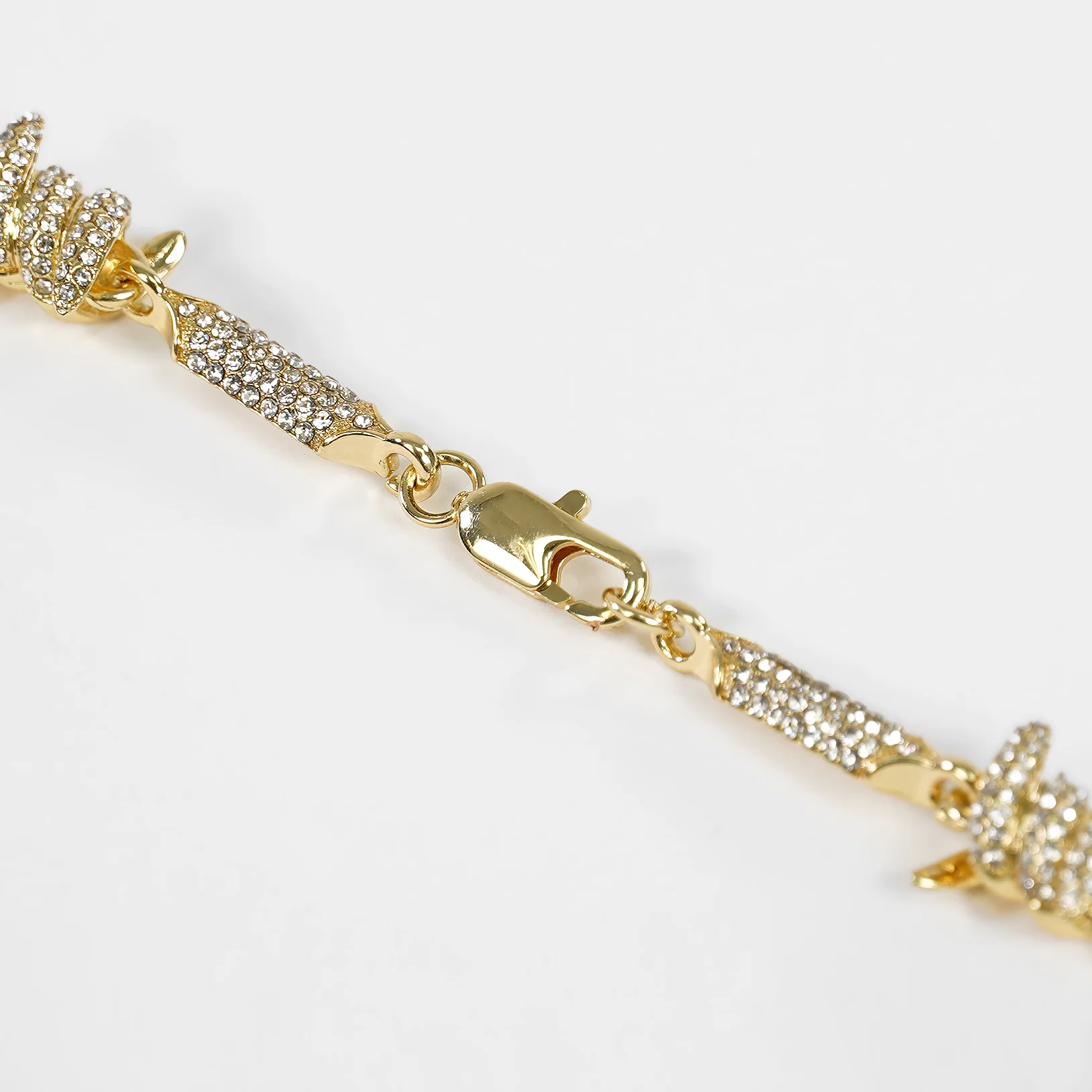 Iced Out Golden Barbed Wire Chain Necklace (18 inches) - Image 6