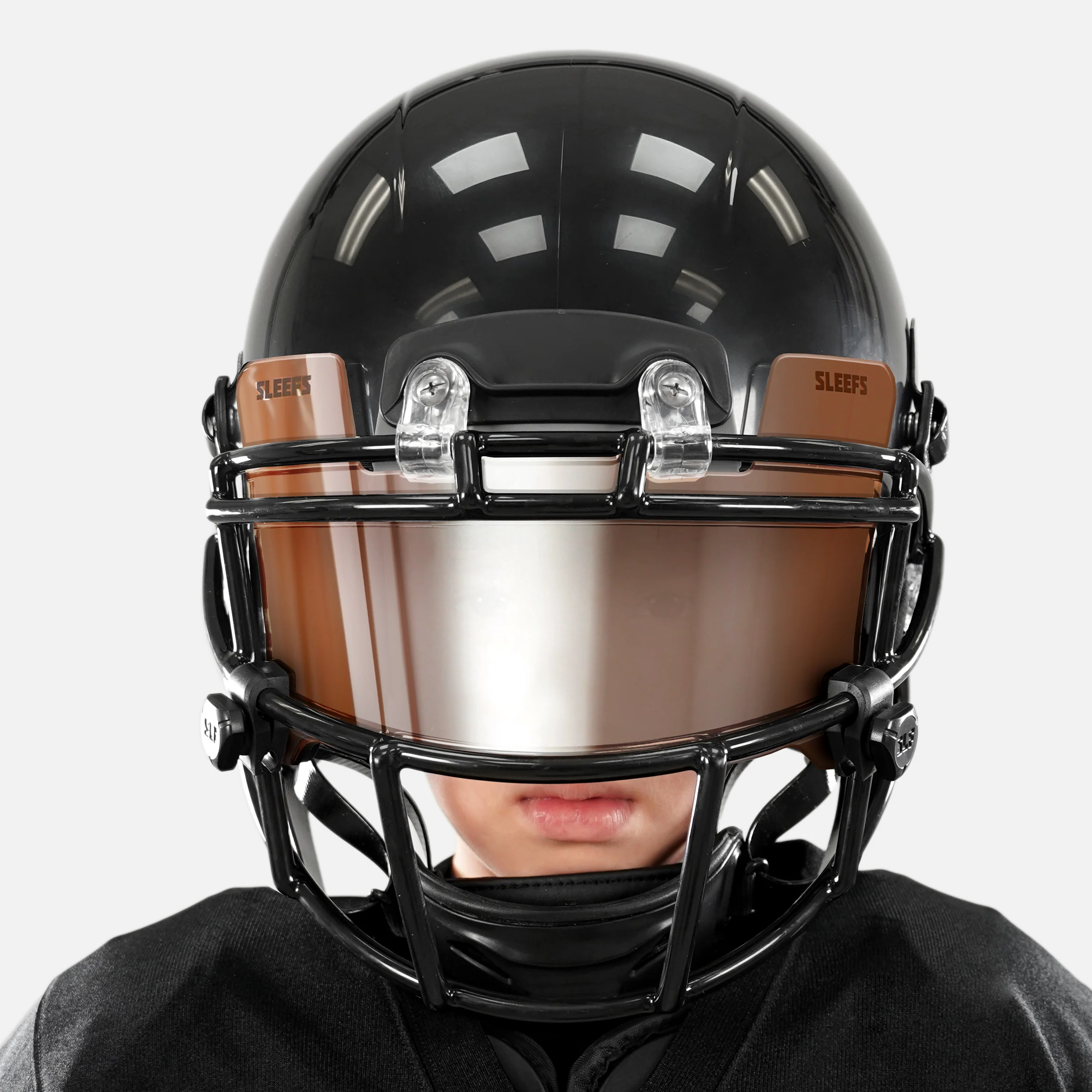 Ironbark Brown Machine Silver Helmet Eye-Shield Visor for Kids