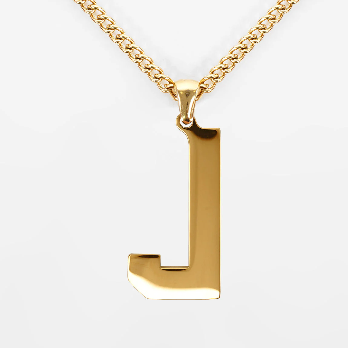 J Letter Pendant with Chain Kids Necklace - Gold Plated Stainless Steel