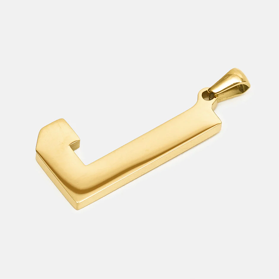 J Letter Pendant with Chain Kids Necklace - Gold Plated Stainless Steel - Image 3