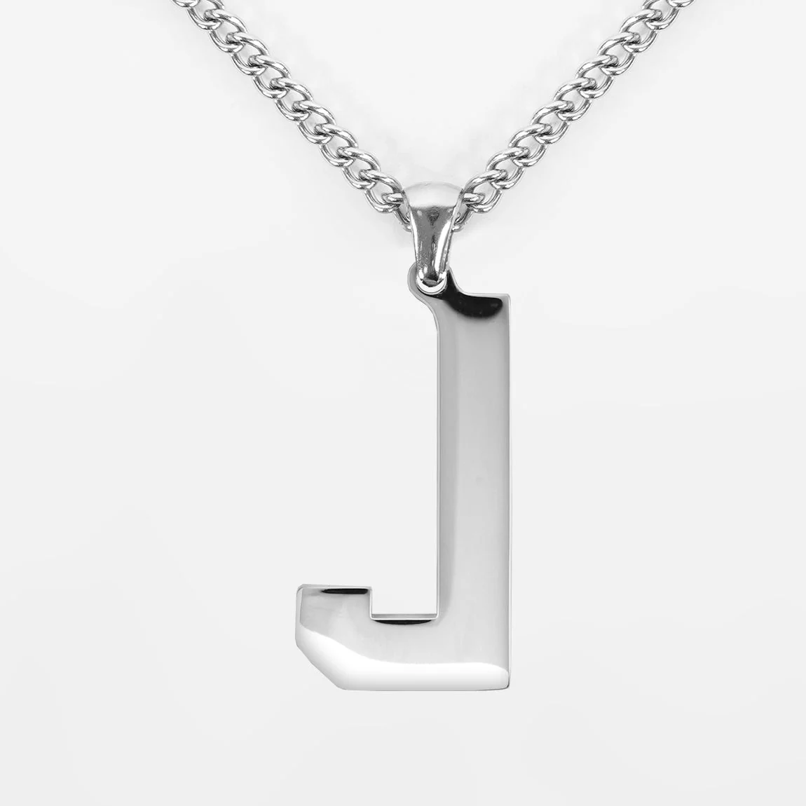J Letter Pendant with Chain Kids Necklace - Stainless Steel