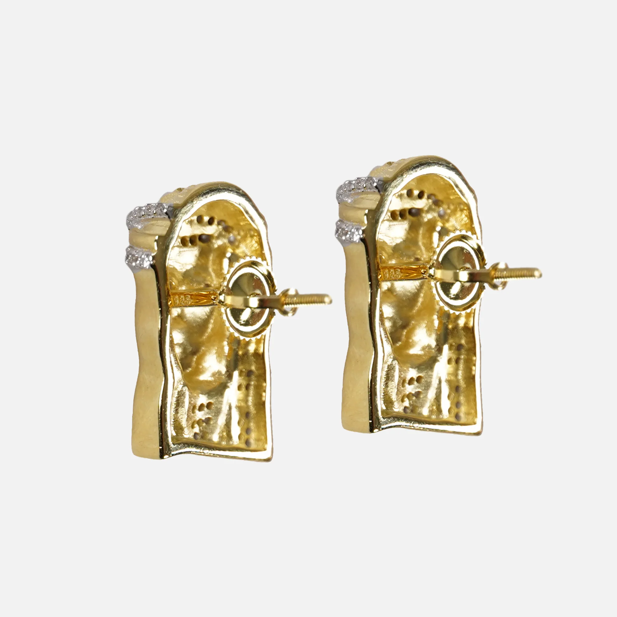 Jesus Christ Face 18mm Earrings Yellow Gold Sterling Silver - Image 3