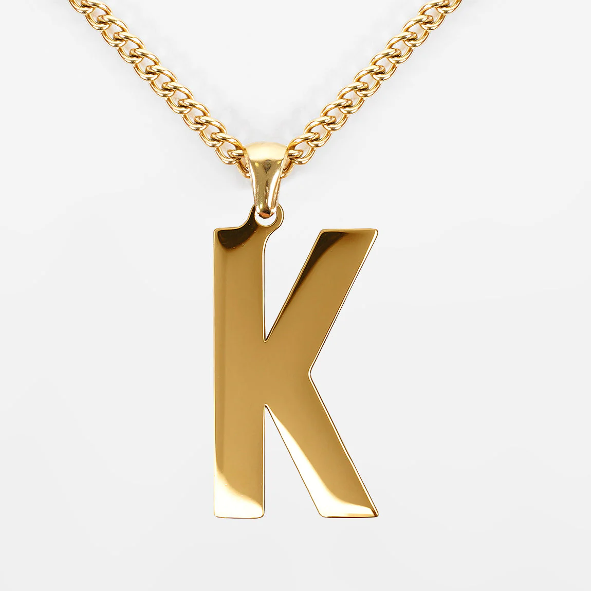 K Letter Pendant with Chain Kids Necklace - Gold Plated Stainless Steel