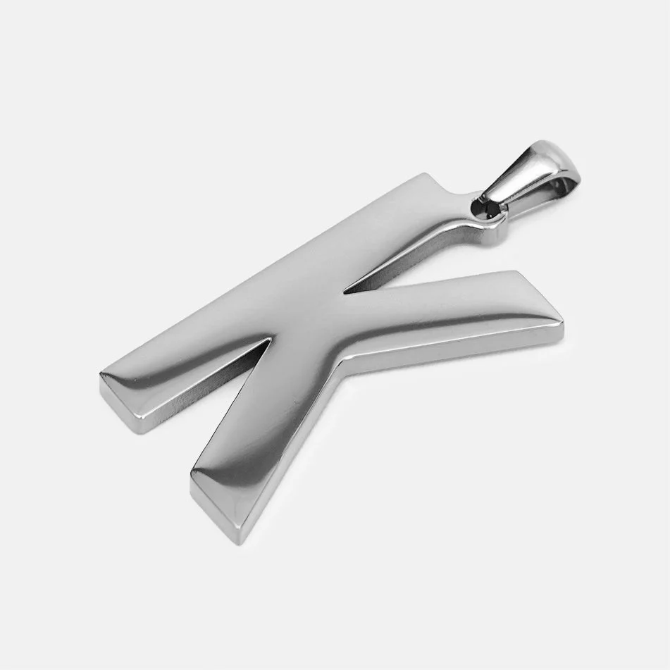 K Letter Pendant with Chain Kids Necklace - Stainless Steel - Image 3