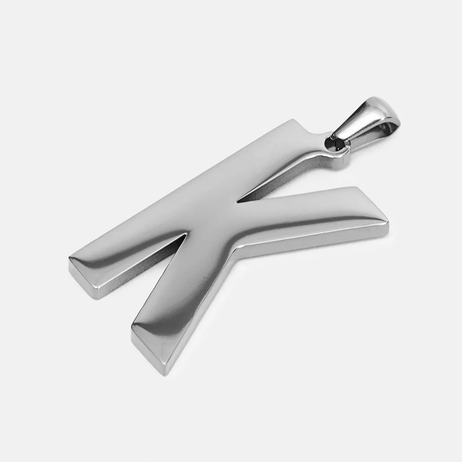 K Letter Pendant with Chain Necklace - Stainless Steel - Image 3