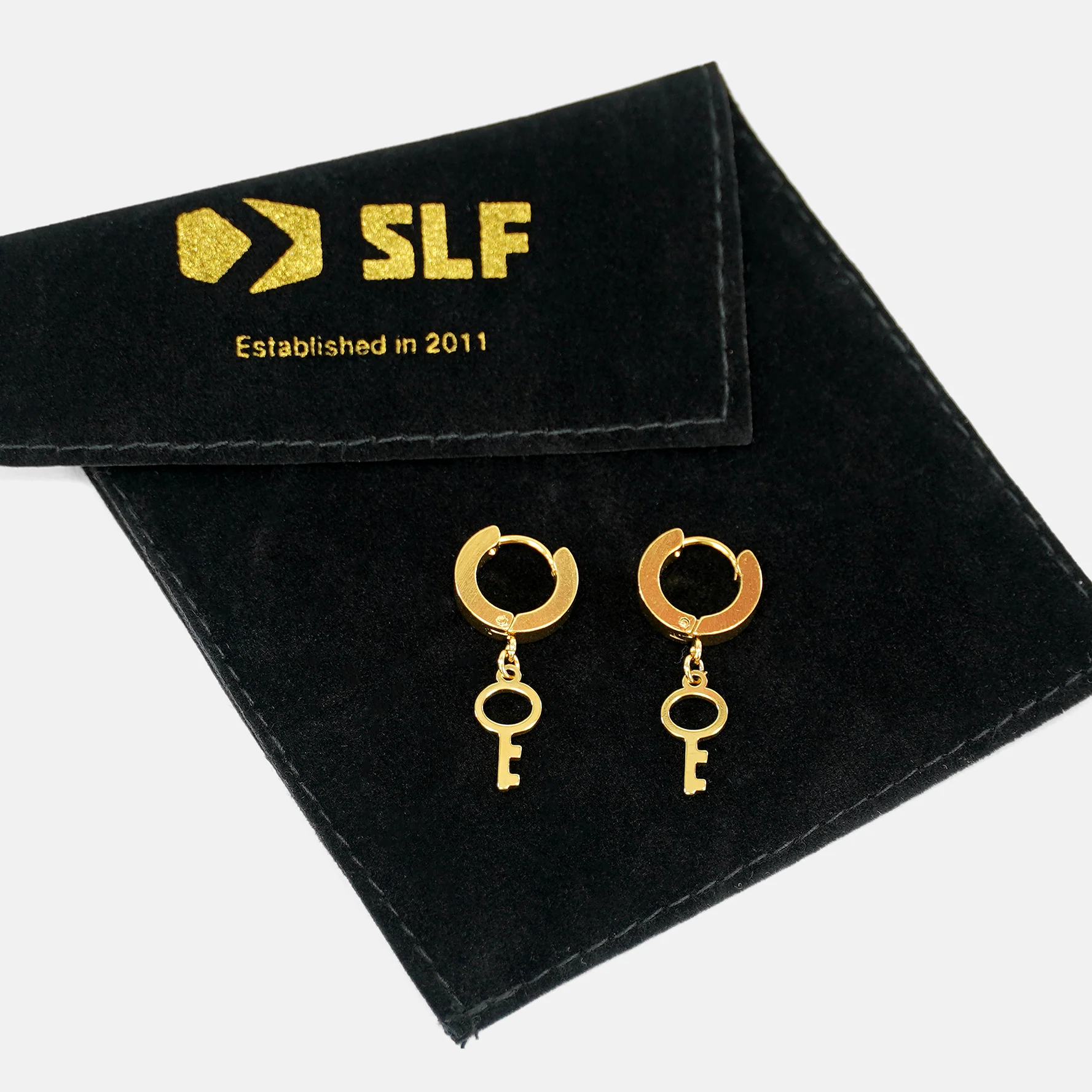 Keys Earrings - Gold Plated Stainless Steel - Image 3