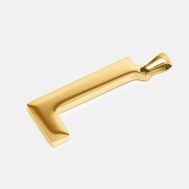 L Letter Pendant with Chain Necklace - Gold Plated Stainless Steel - Image 3