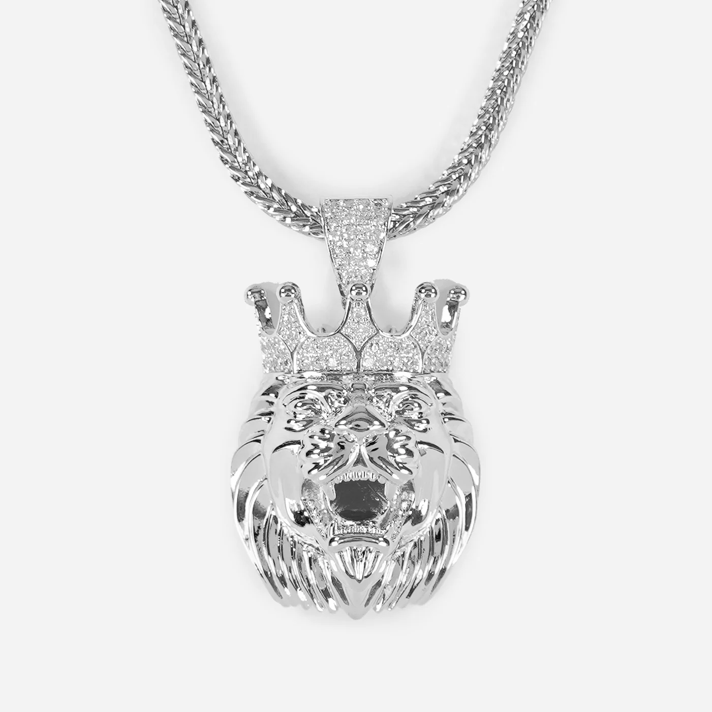 Lion King 1½" Pendant with Chain Necklace - Stainless Steel - Image 2