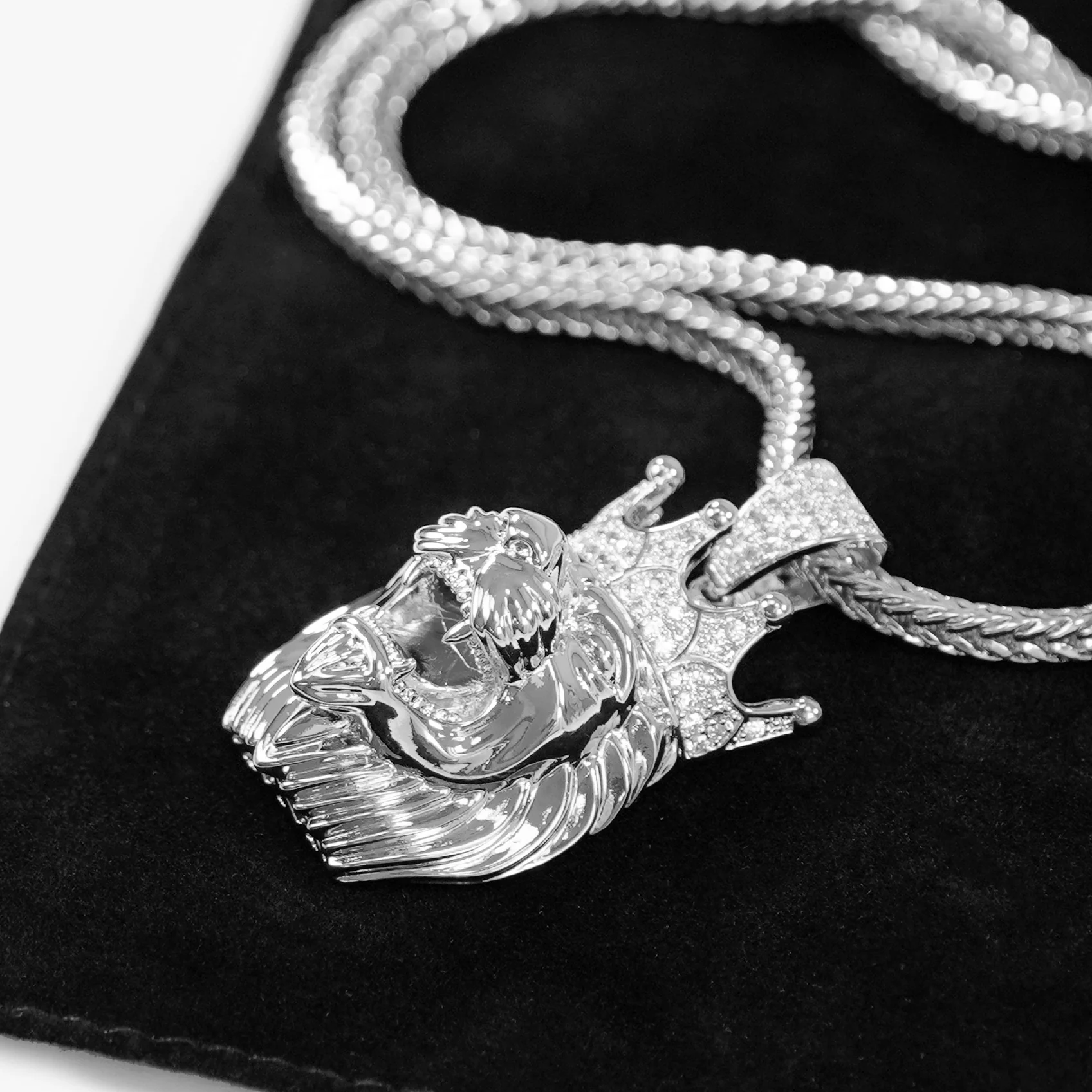 Lion King 1½" Pendant with Chain Necklace - Stainless Steel - Image 5