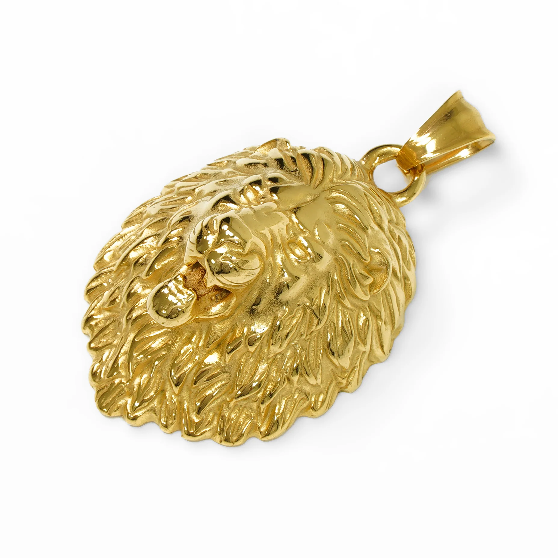 Lion Pendant with Chain Necklace - Gold Plated Stainless Steel - Image 3