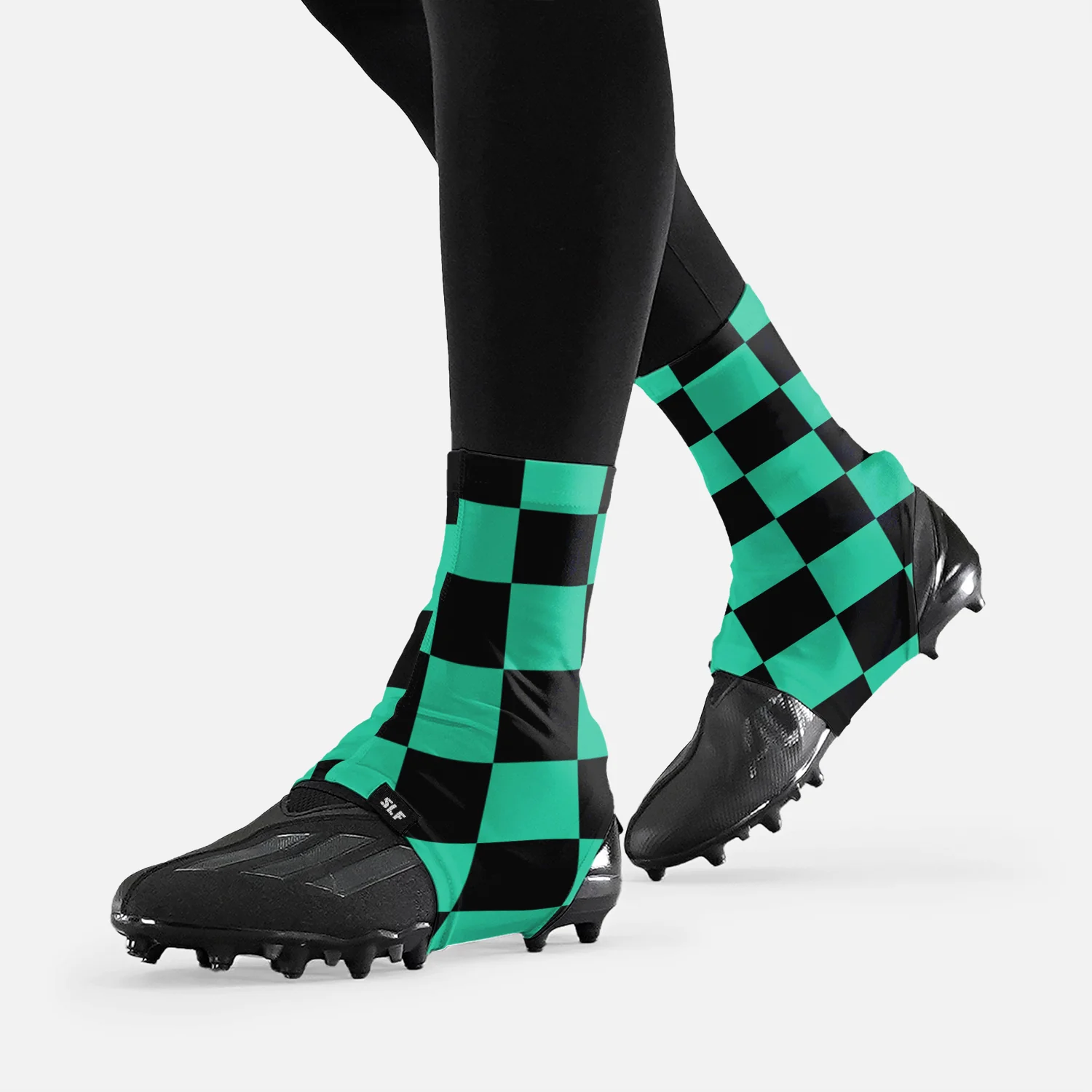 Checkered Teal Black Spats / Cleat Covers - Image 3