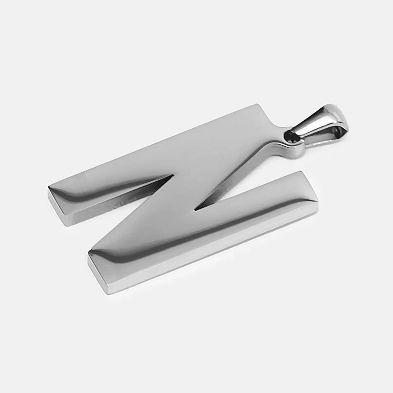 N Letter Pendant with Chain Kids Necklace - Stainless Steel - Image 3