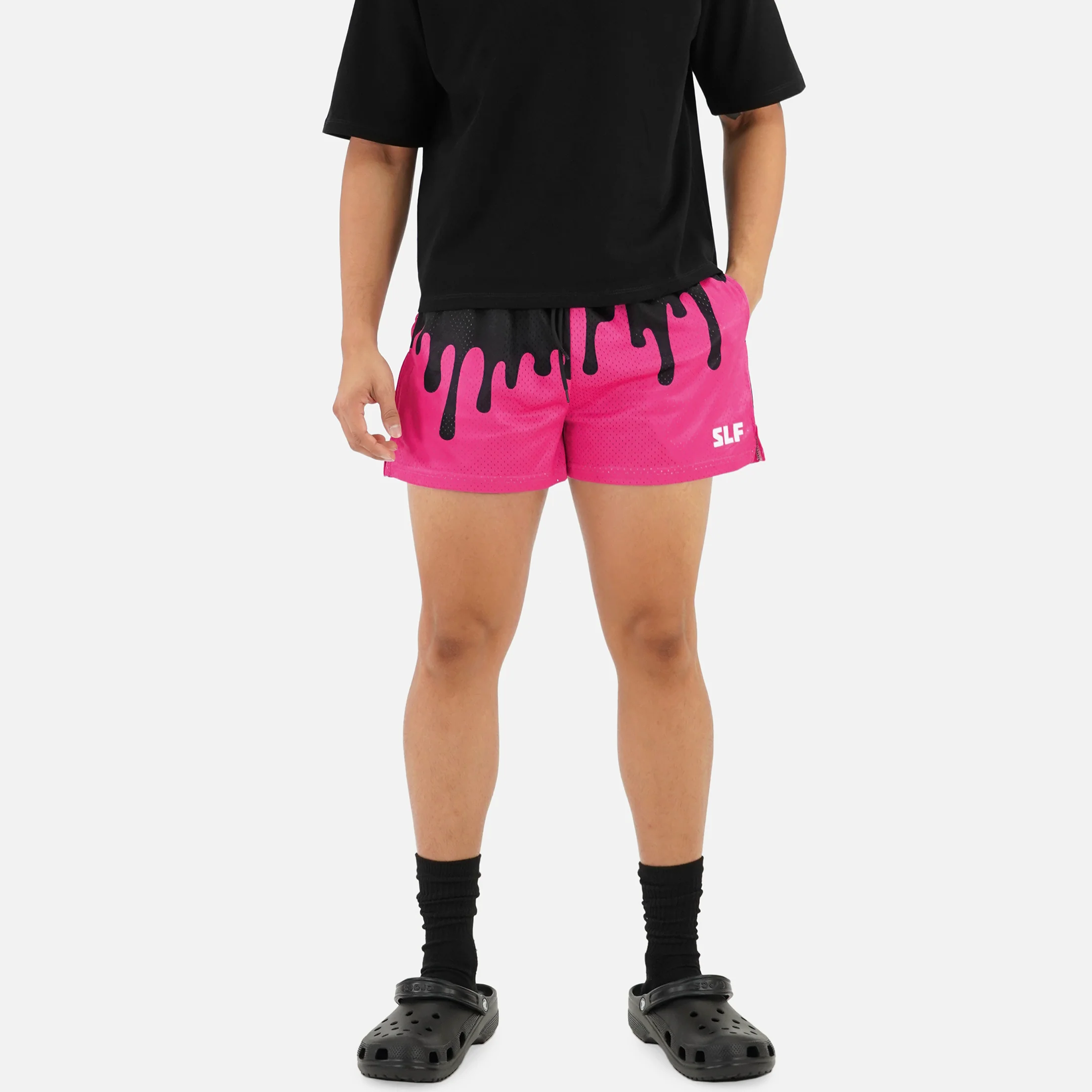 Neon Drip Black Magenta Shorts - 5" - Image 2