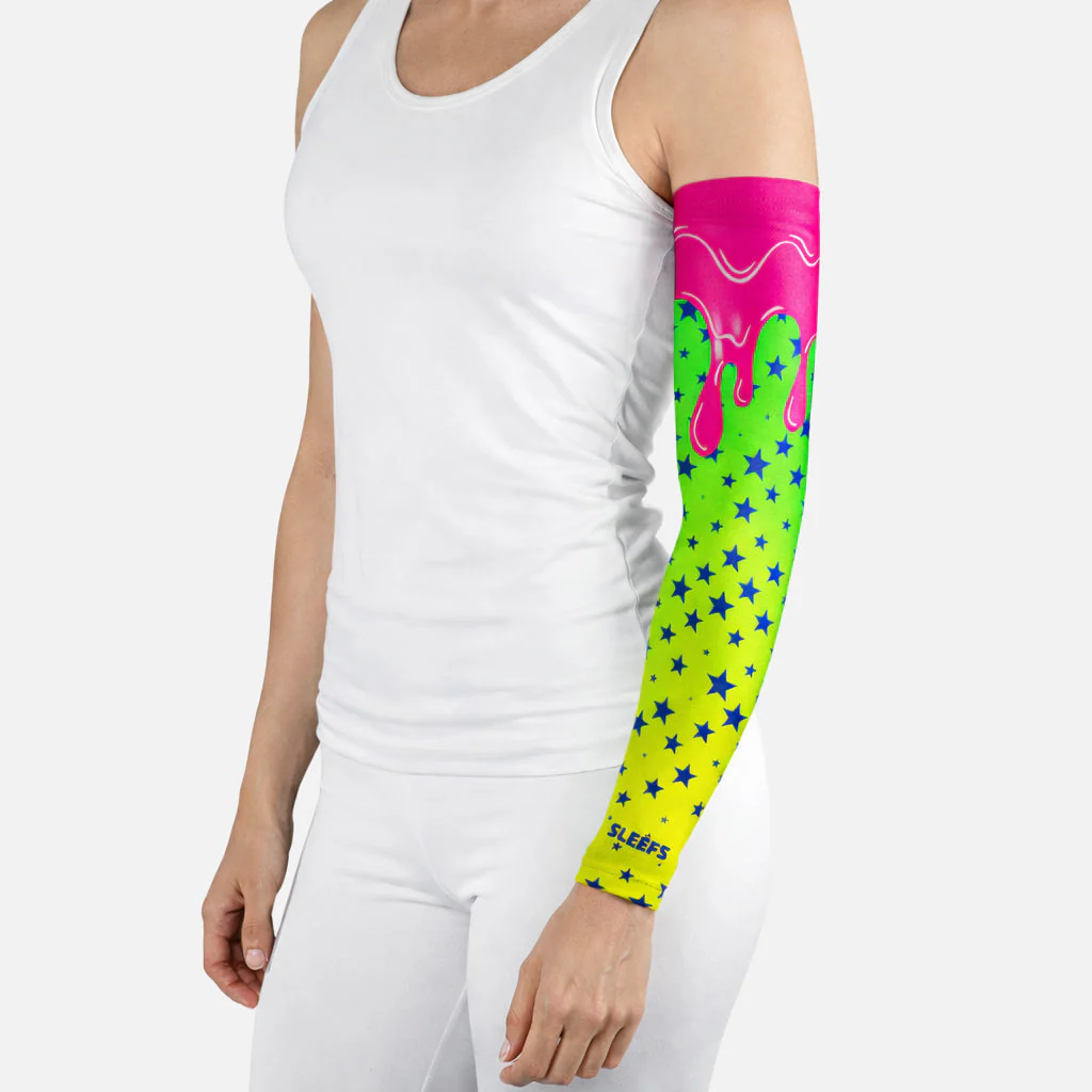 Neon Lime Stars Drip Arm Sleeve - Image 2