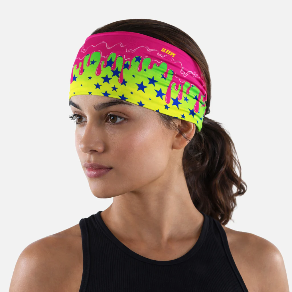 Neon Lime Stars Drip Headband - Image 2