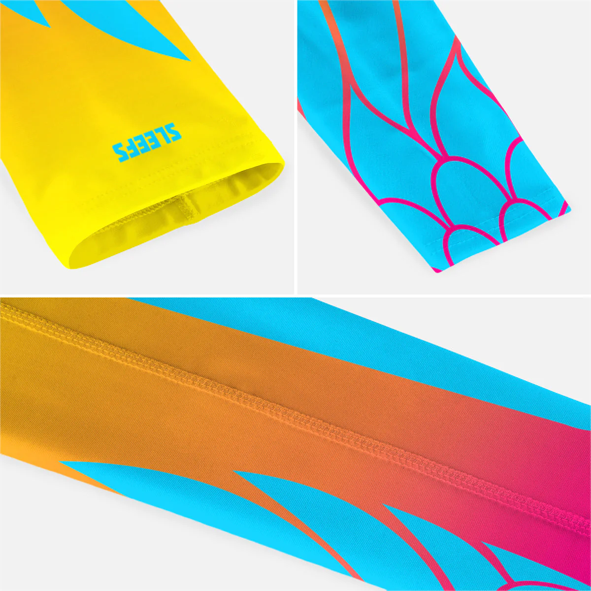 Neon Wings Blue and Yellow Kids Arm Sleeves Pair - Image 8