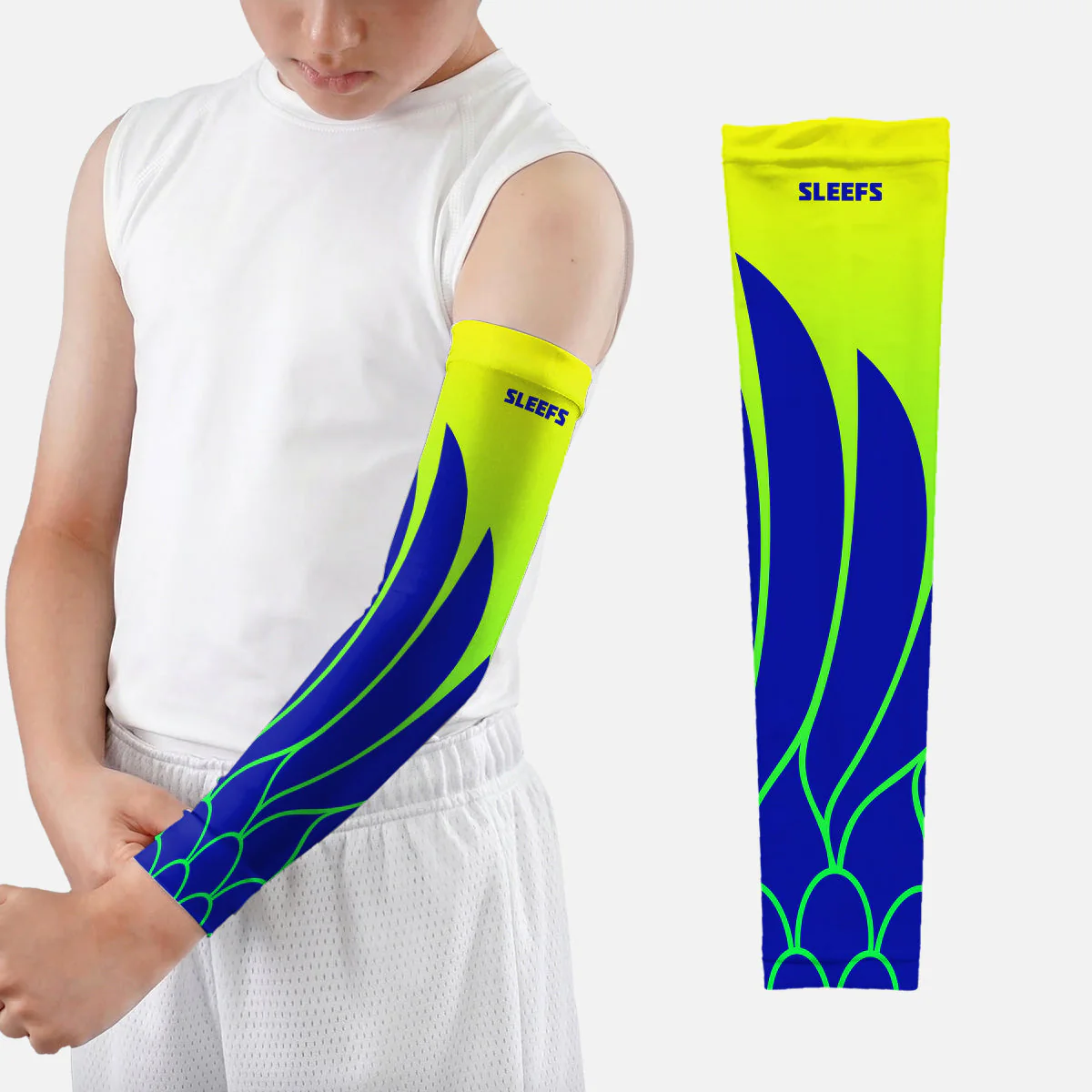 Neon Wings Green and Pink Kids Arm Sleeves Pair - Image 3