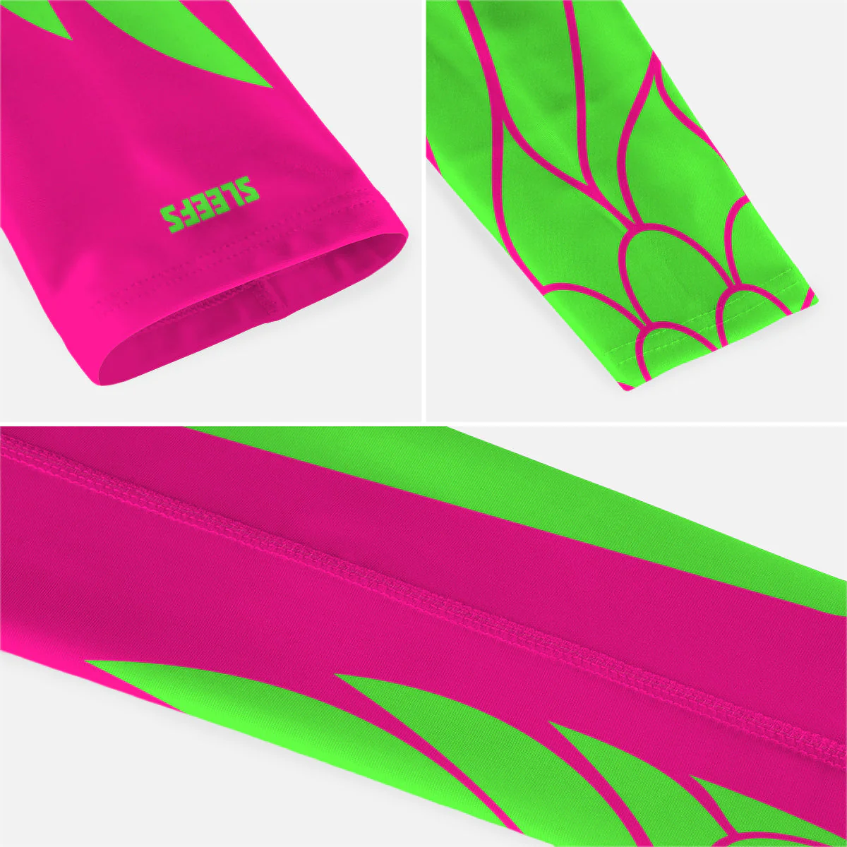Neon Wings Green and Pink Kids Arm Sleeves Pair - Image 8