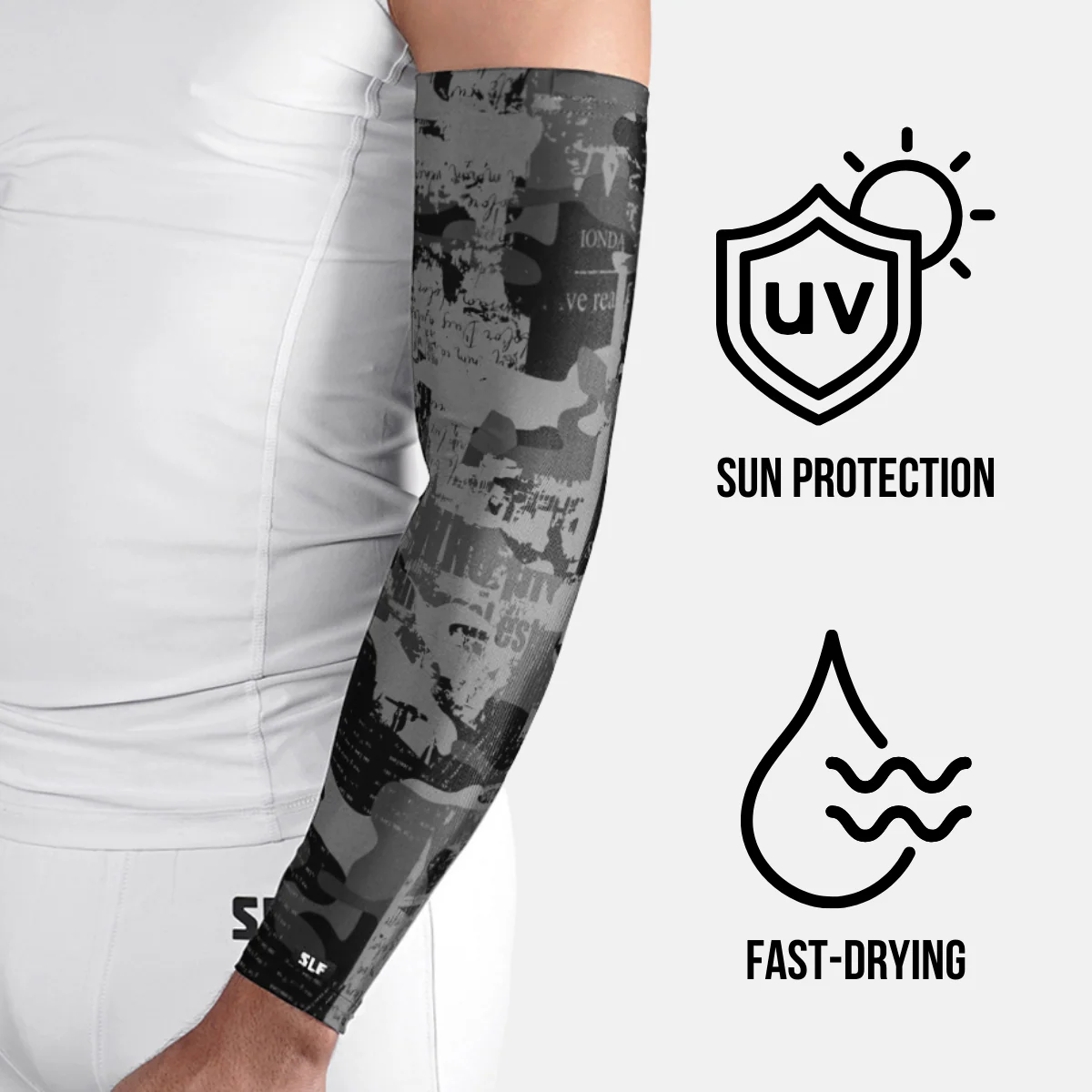 Newspaper Camo UV Arm Sleeves (pair) - Image 2