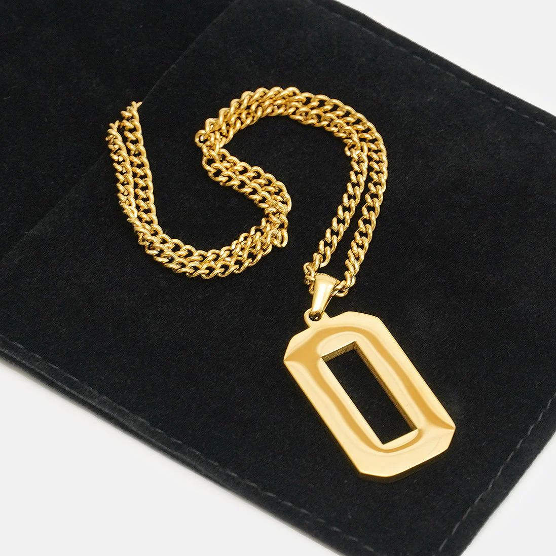 O Letter Pendant with Chain Kids Necklace - Gold Plated Stainless Steel - Image 5