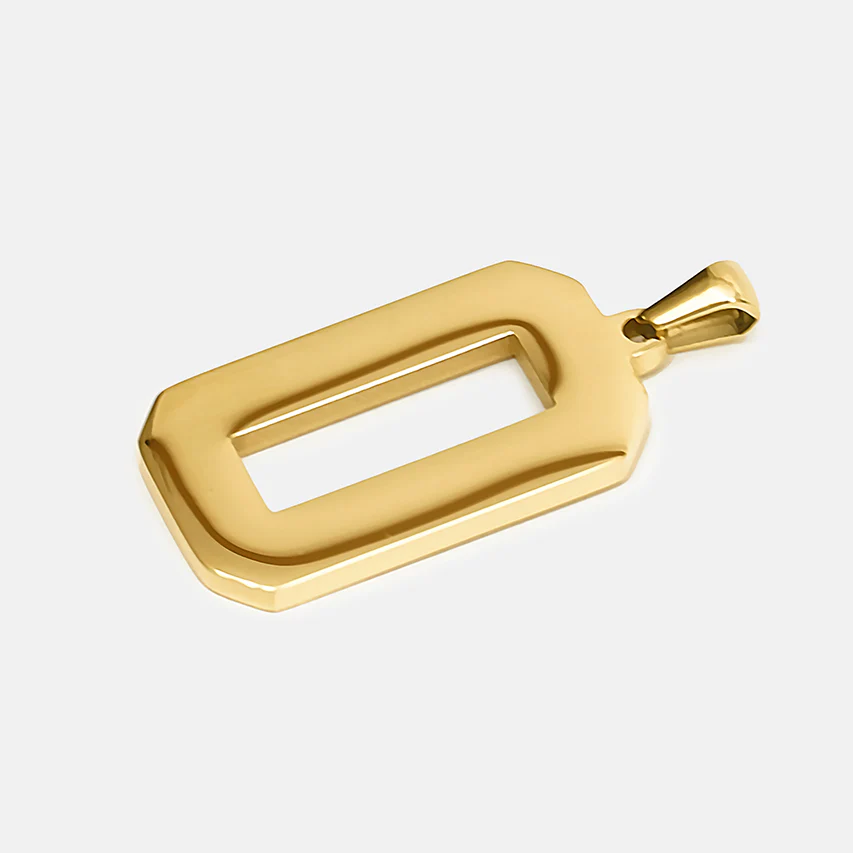 O Letter Pendant with Chain Necklace - Gold Plated Stainless Steel - Image 3