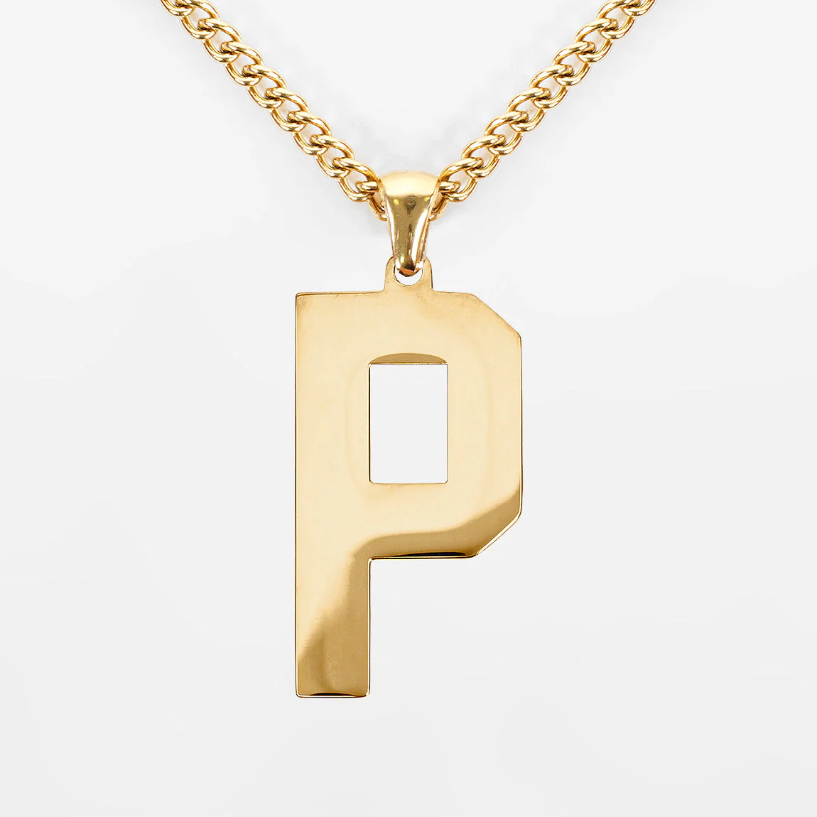 P Letter Pendant with Chain Kids Necklace - Gold Plated Stainless Steel