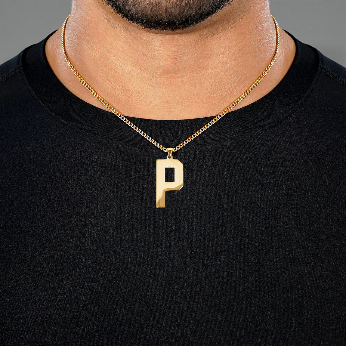 P Letter Pendant with Chain Kids Necklace - Gold Plated Stainless Steel - Image 2