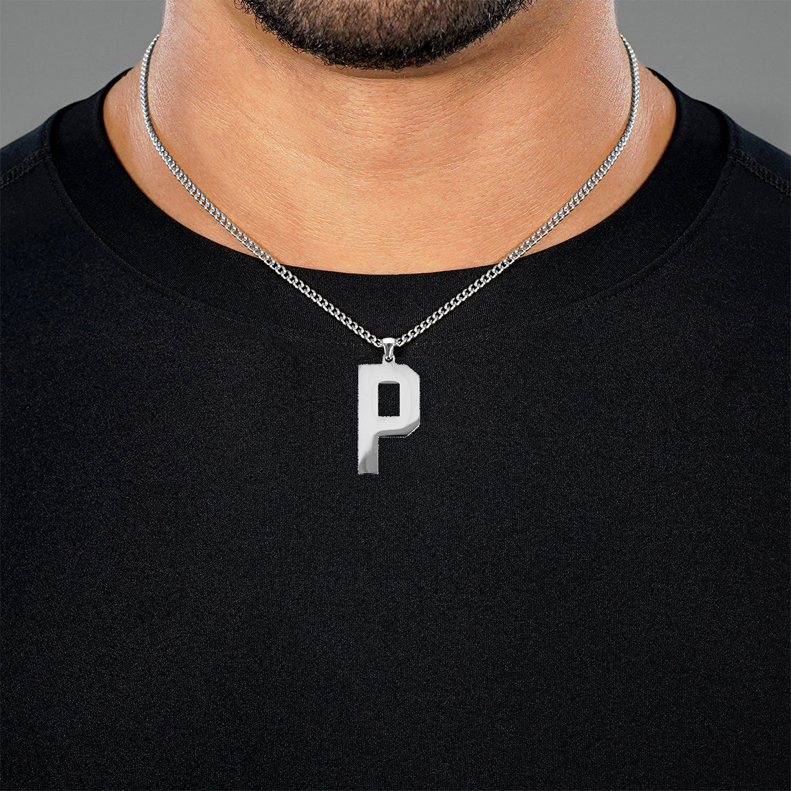 P Letter Pendant with Chain Kids Necklace - Stainless Steel - Image 2