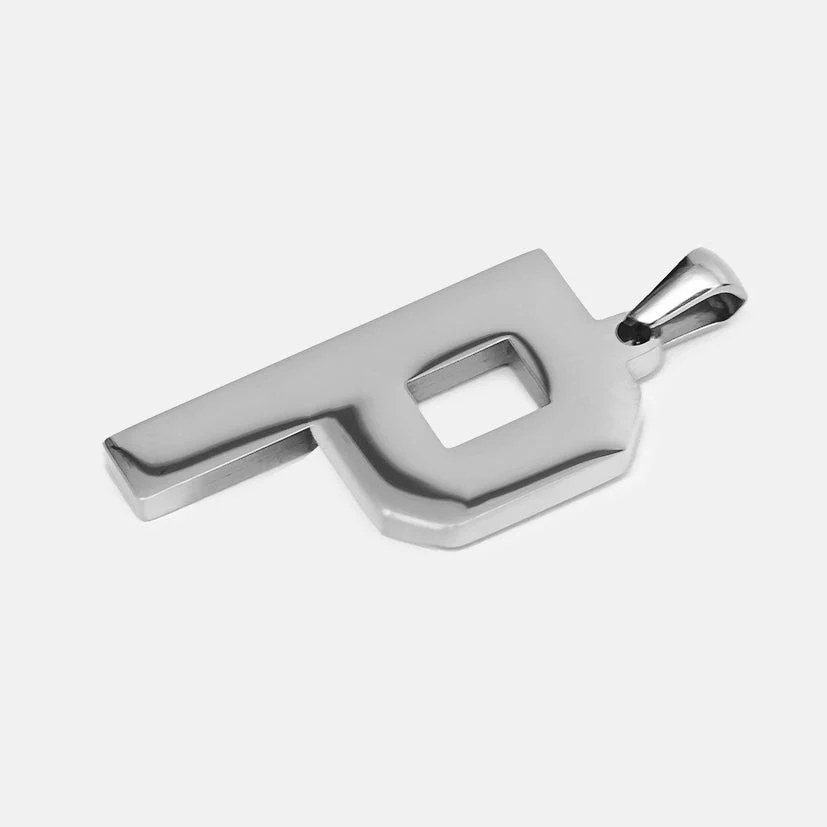 P Letter Pendant with Chain Kids Necklace - Stainless Steel - Image 3
