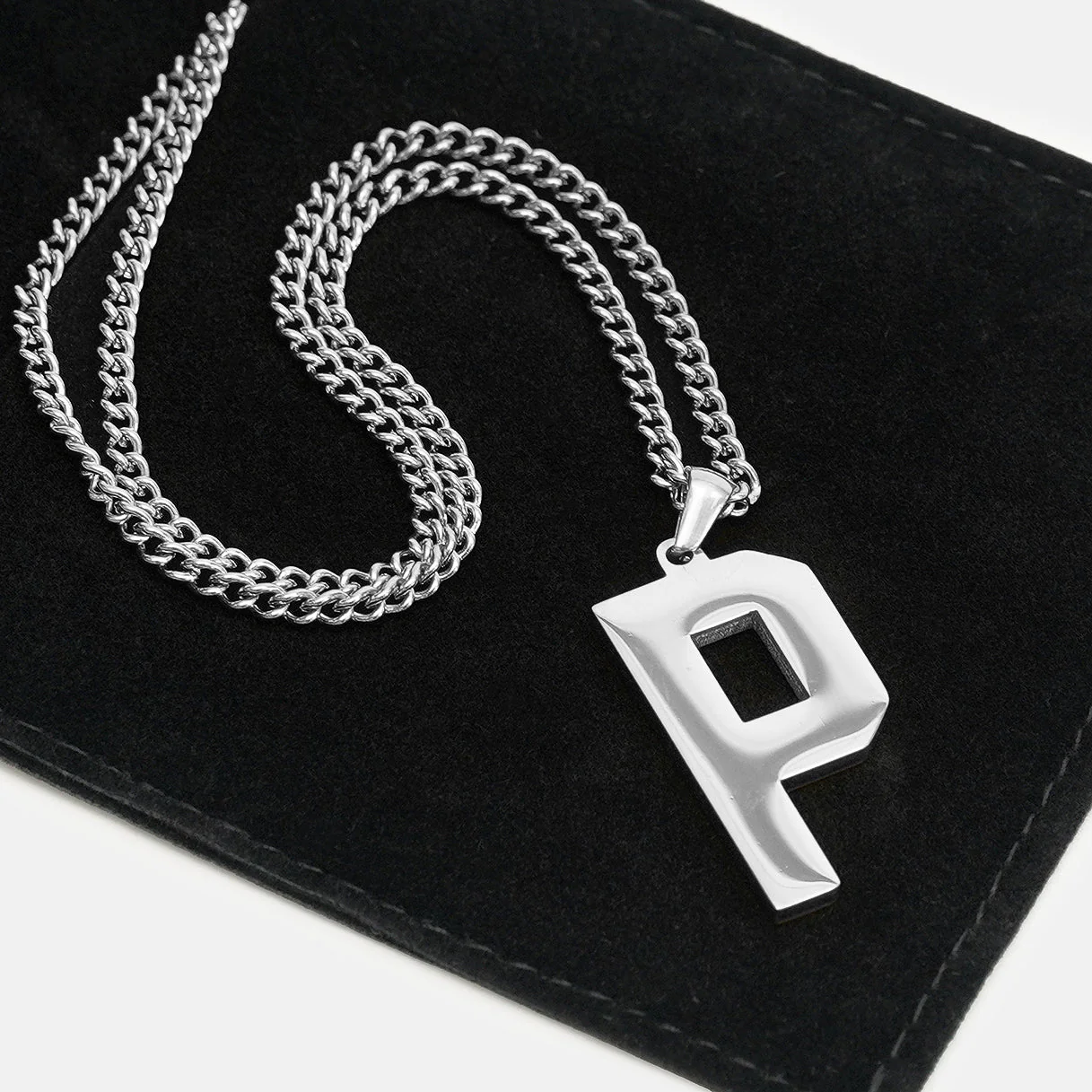 P Letter Pendant with Chain Kids Necklace - Stainless Steel - Image 5