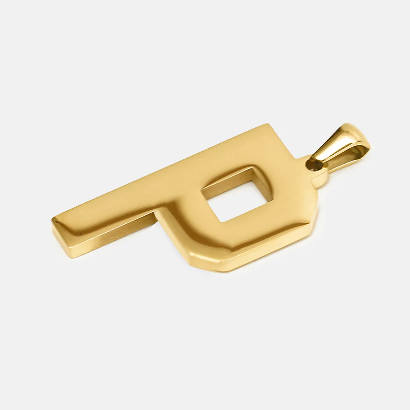 P Letter Pendant with Chain Necklace - Gold Plated Stainless Steel - Image 3