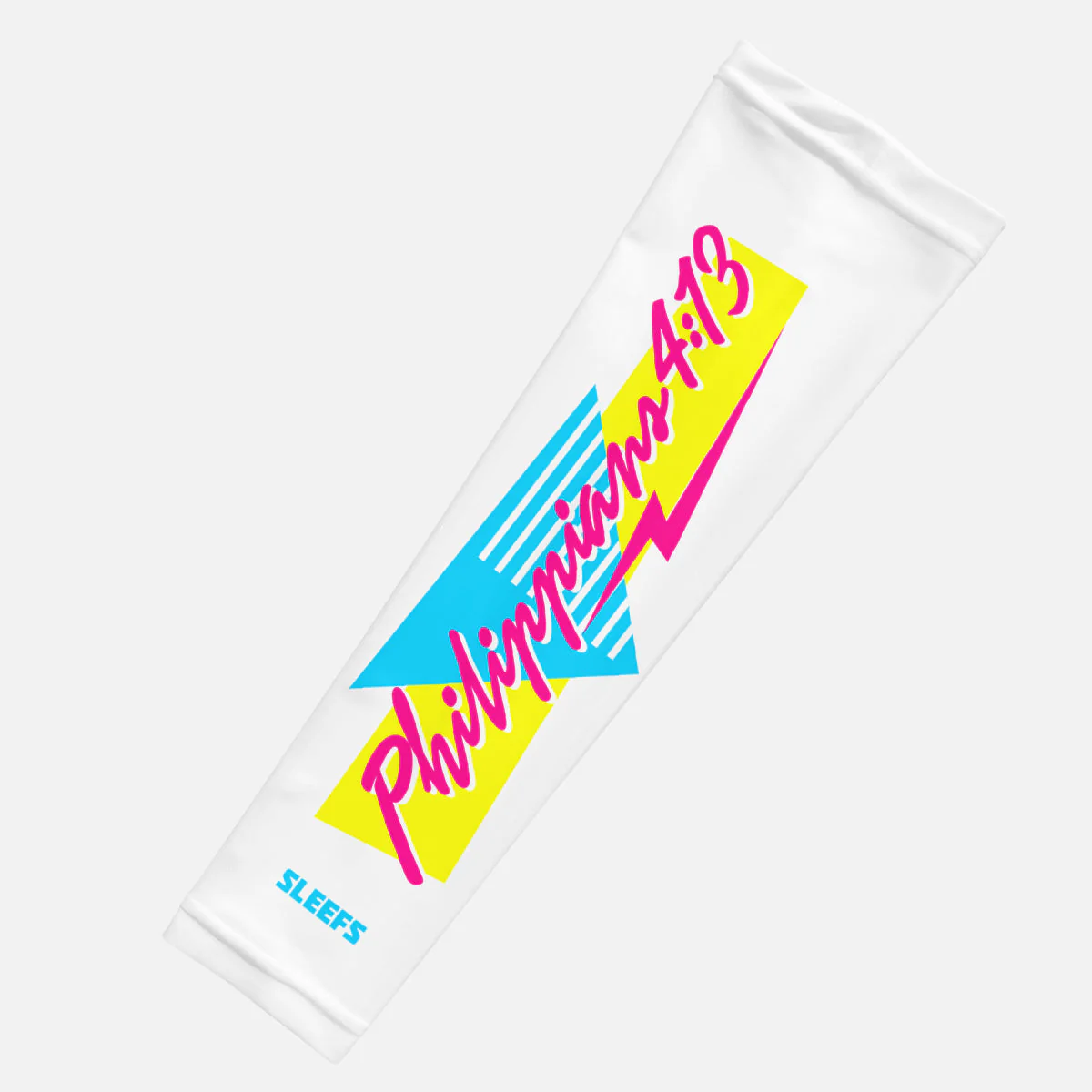 Philippians 4:13 Synthwave Black and White Arm Sleeves Pair - Image 11