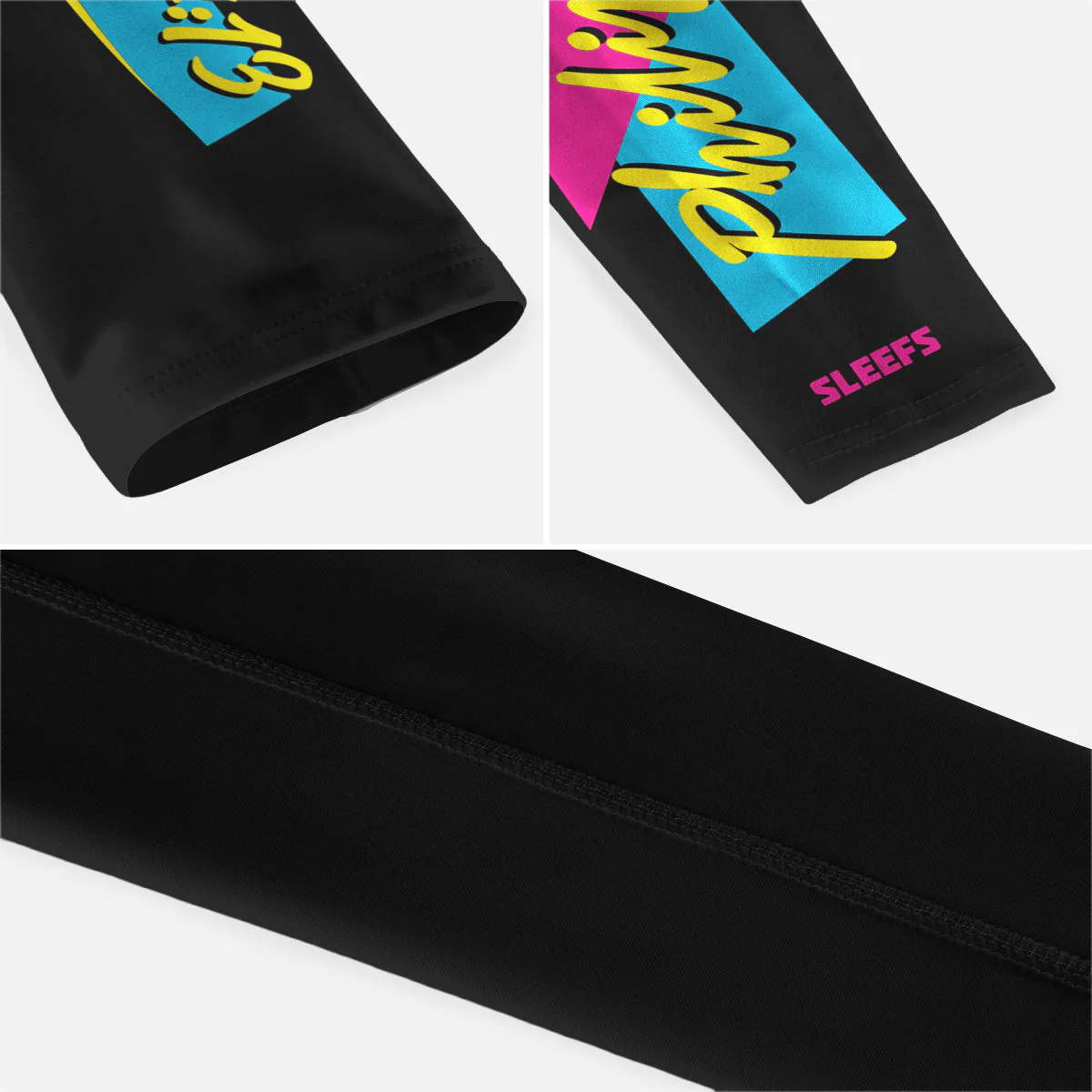 Philippians 4:13 Synthwave Black and White Kids Arm Sleeves Pair - Image 8